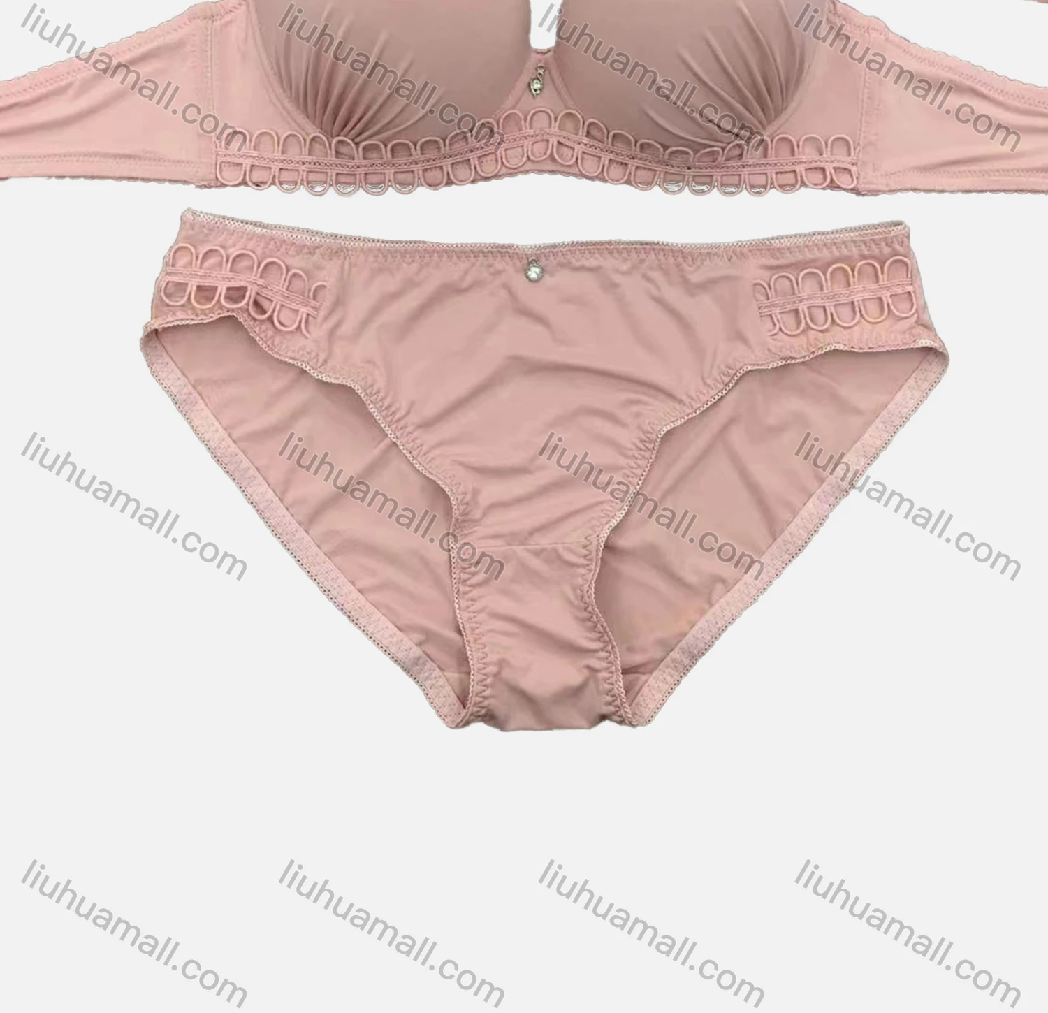 Wholesale Women's Plain Spaghetti Strap Appliques Push Up Bra & Brief 2-Piece Set - Liuhuamall