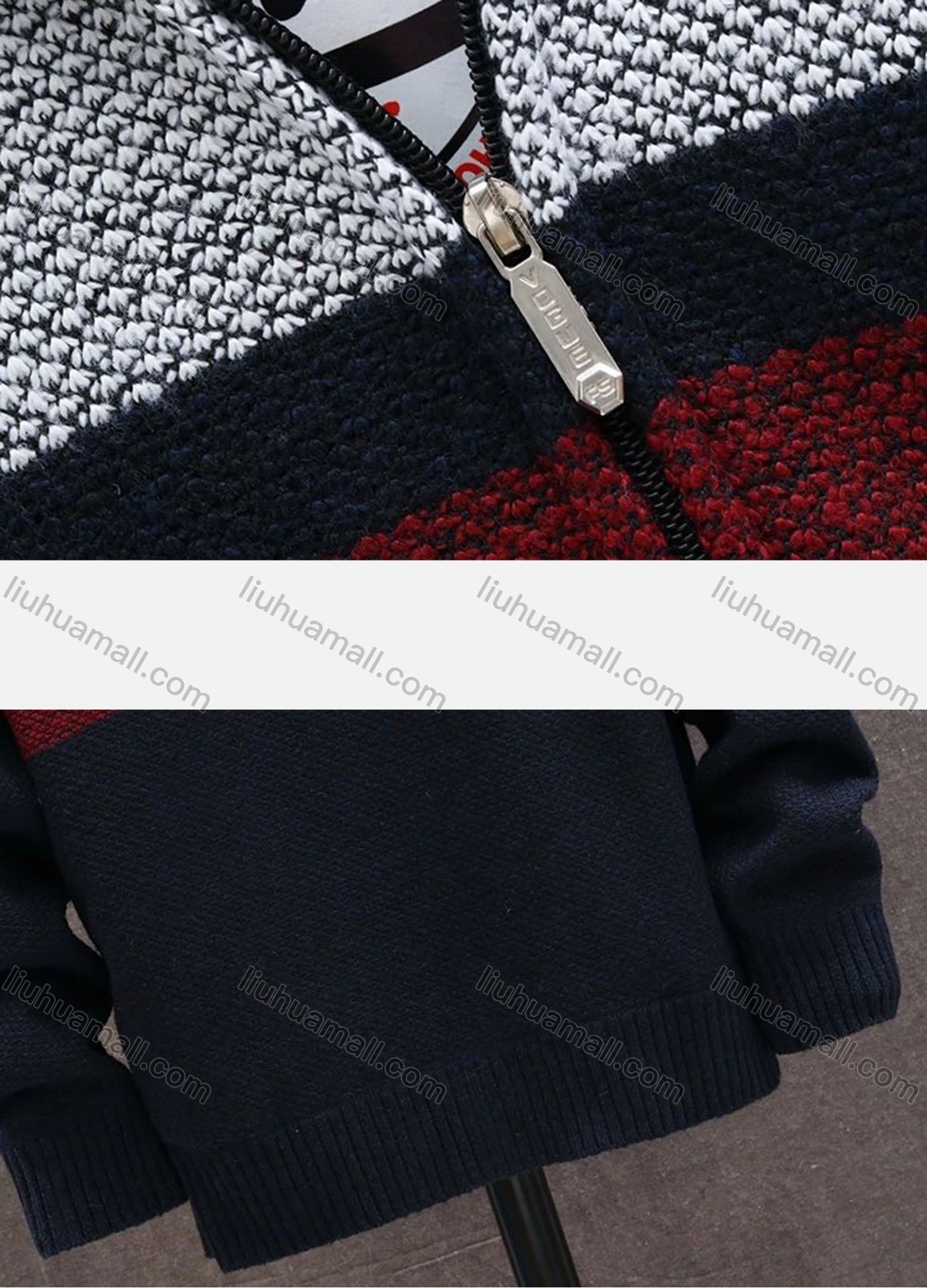 Wholesale Men's Casual Striped Drawstring Long Sleeve Zip Hooded Fleece Sweater Jacket - Liuhuamall