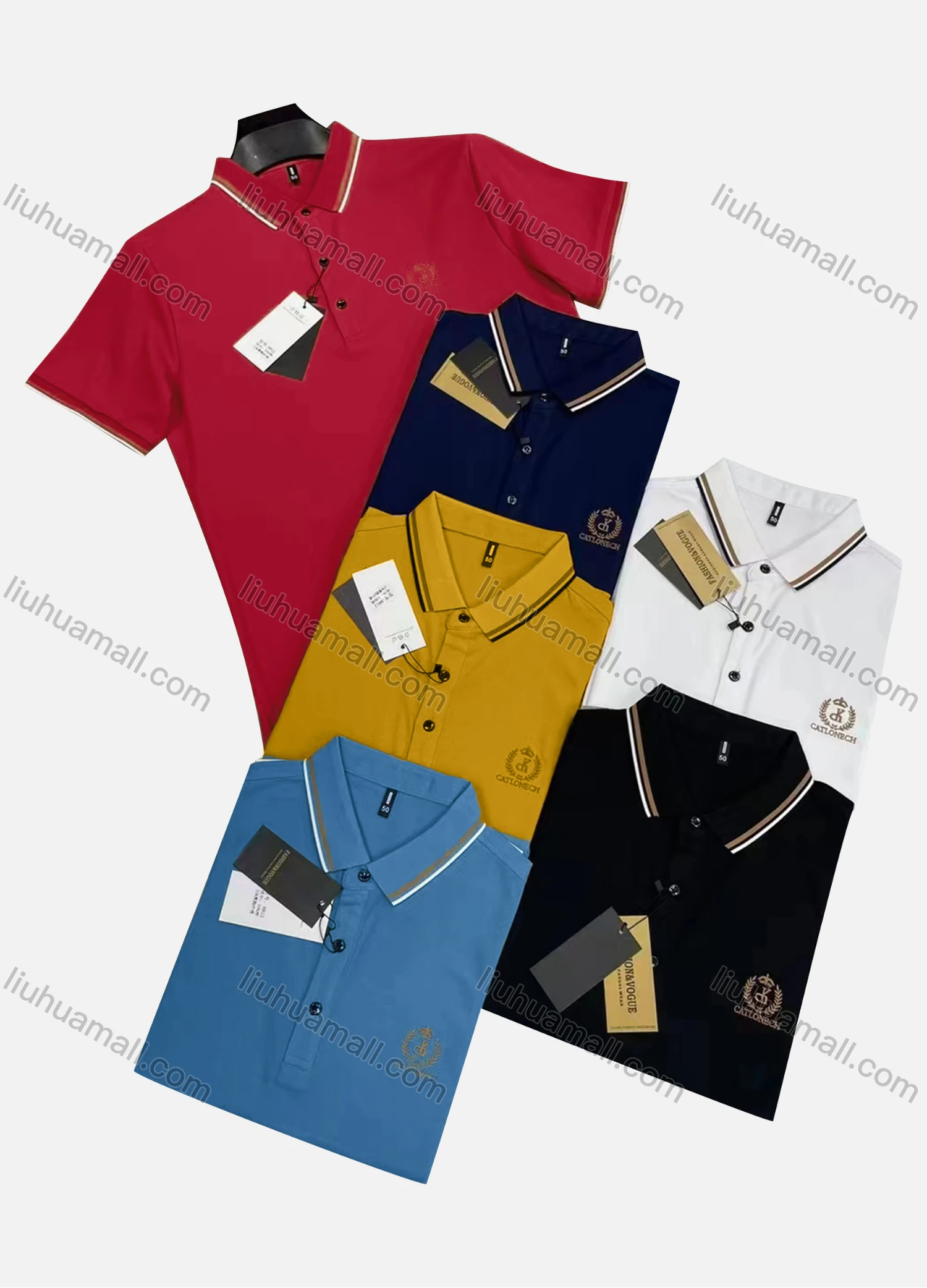 Wholesale Men's Casual Labelled Short Sleeve Polo Shirt - Liuhuamall
