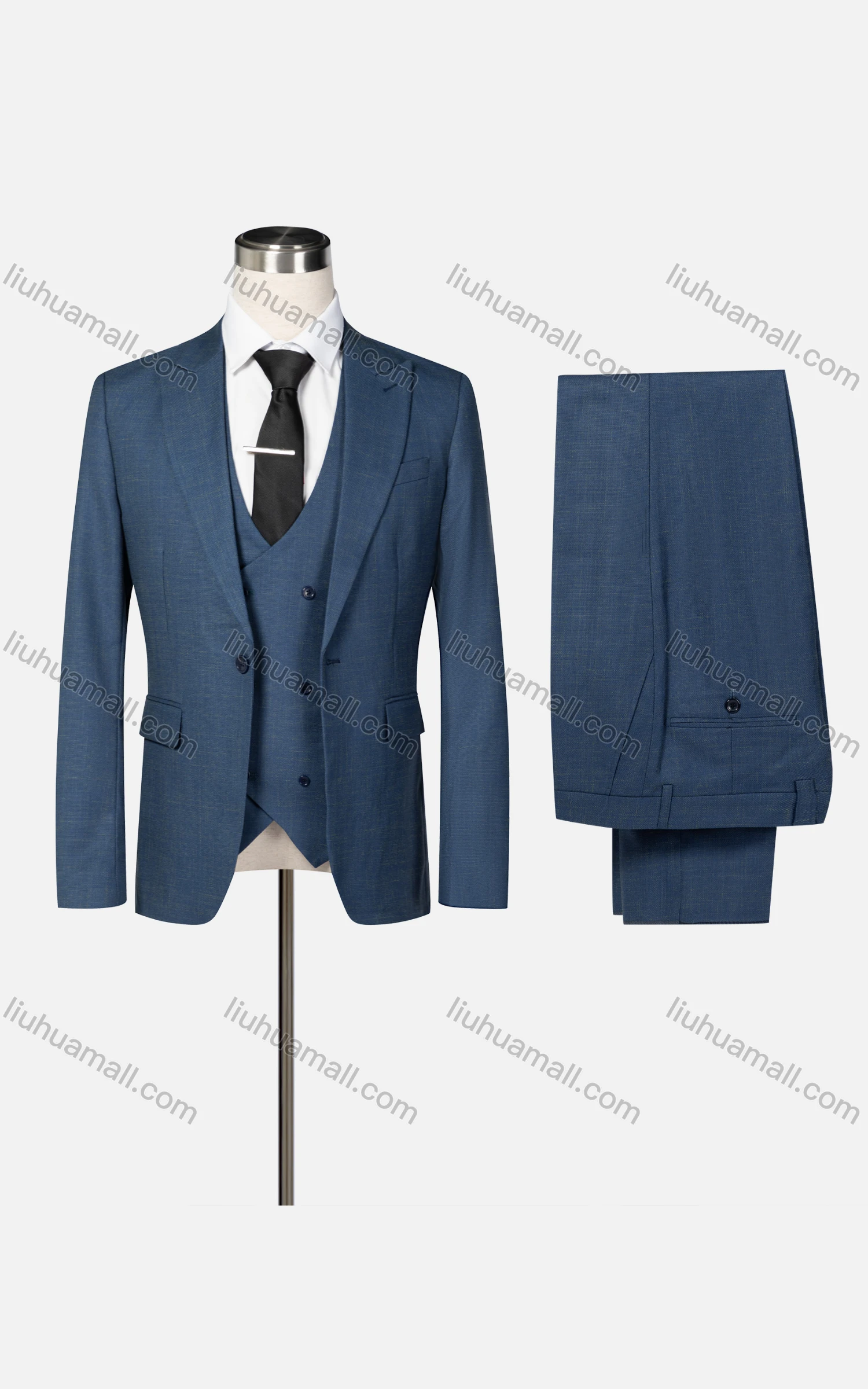 Wholesale Men's Formal Lapel Slim Fit One Button Blazer & Waistcoat & Pants 3-piece Suit Set - Liuhuamall