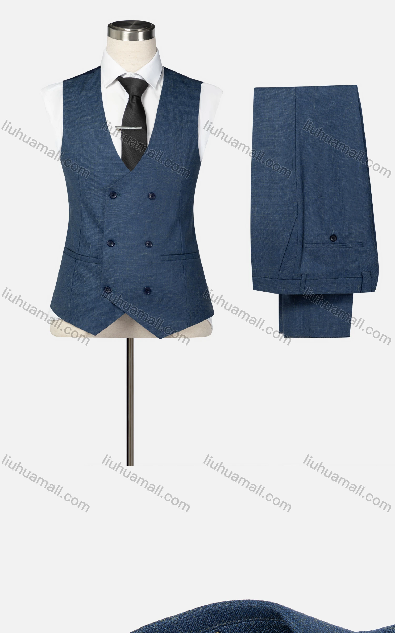 Wholesale Men's Formal Lapel Slim Fit One Button Blazer & Waistcoat & Pants 3-piece Suit Set - Liuhuamall