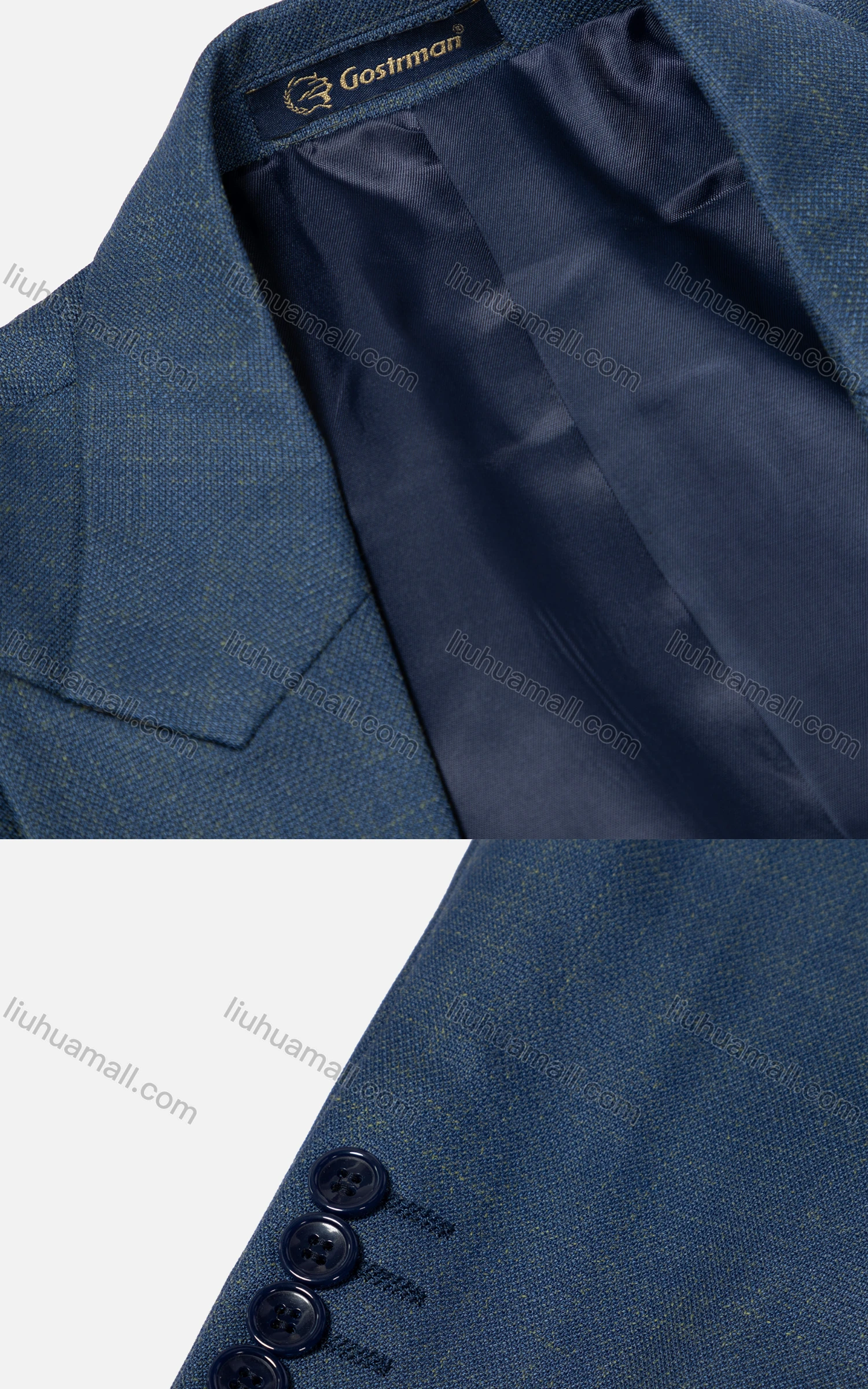 Wholesale Men's Formal Lapel Slim Fit One Button Blazer & Waistcoat & Pants 3-piece Suit Set - Liuhuamall