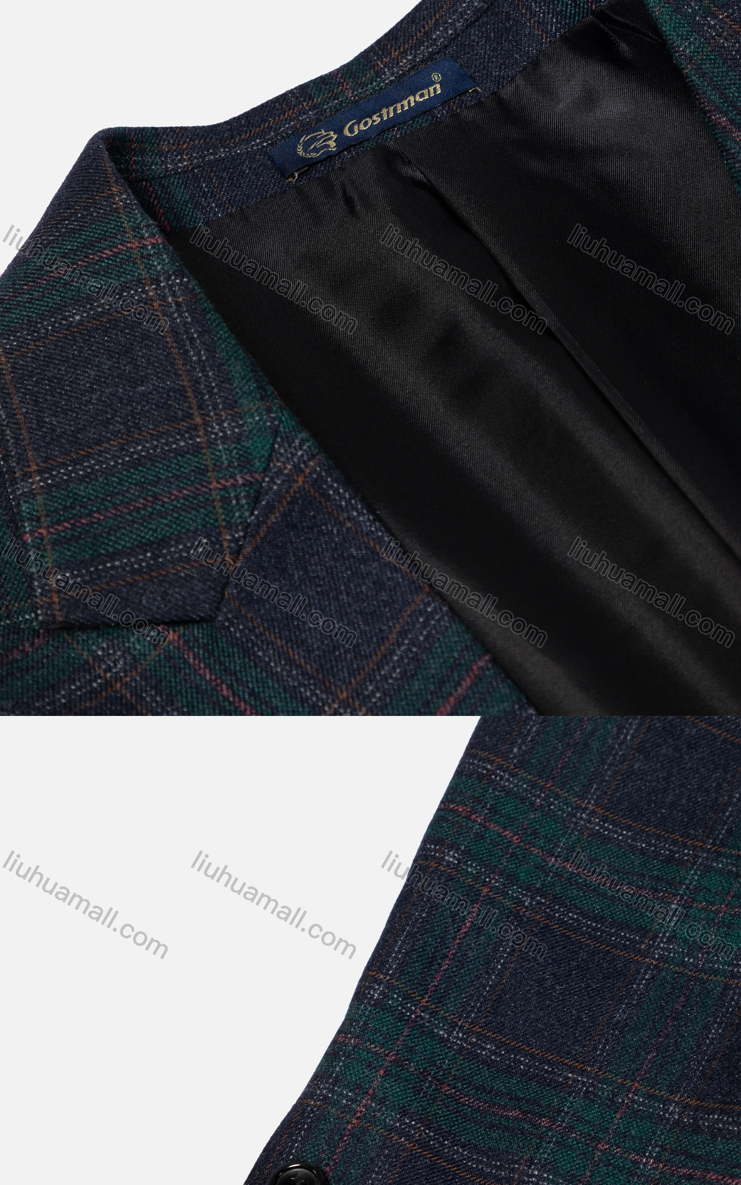 Wholesale Men's Formal Lapel Plaid Single Breasted Blazer & Waistcoat & Pants 3-piece Suit Set - Liuhuamall