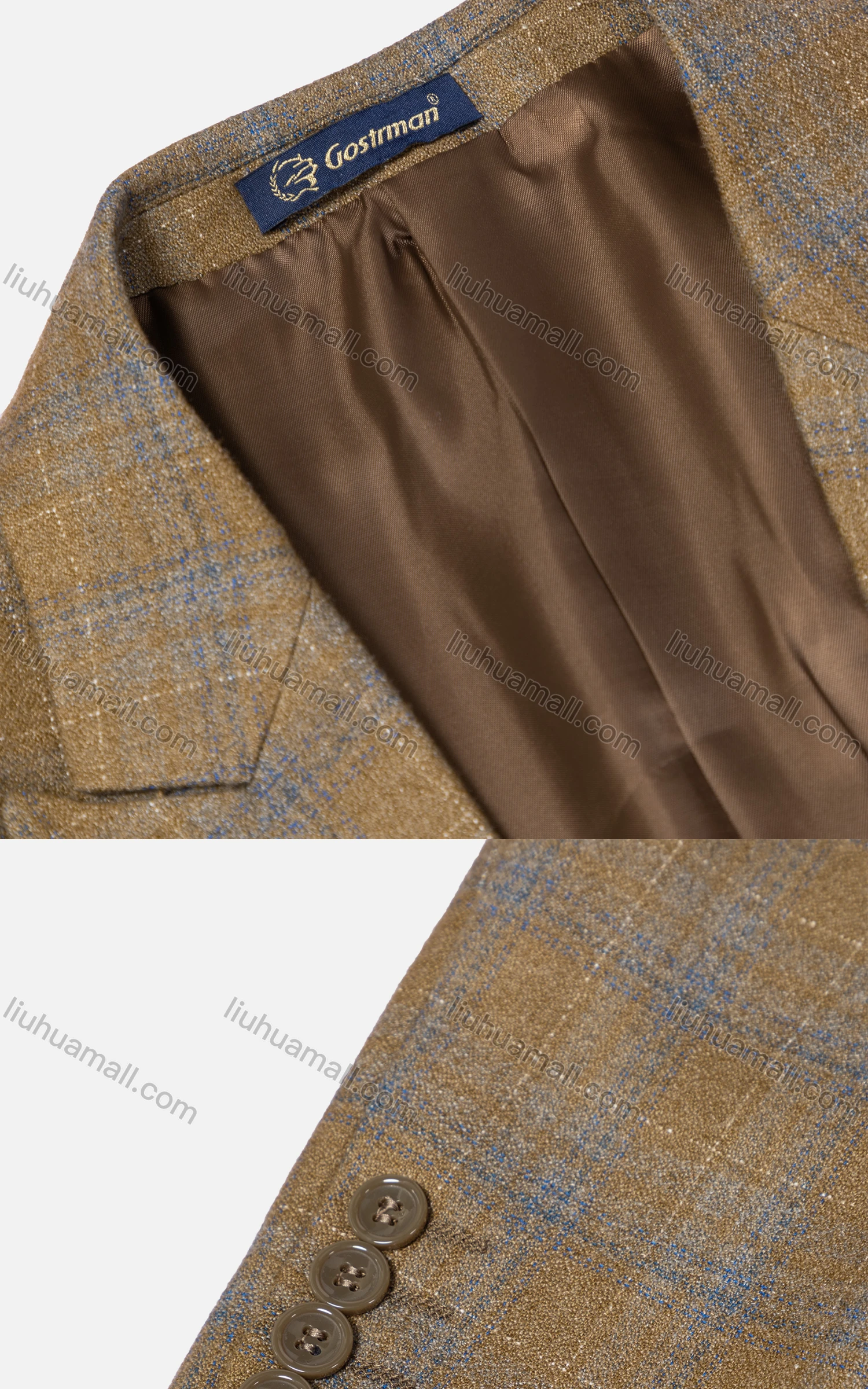 Wholesale Men's Formal Lapel One Button Plaid Blazer & Waistcoat & Pants 3-piece Suit Set - Liuhuamall