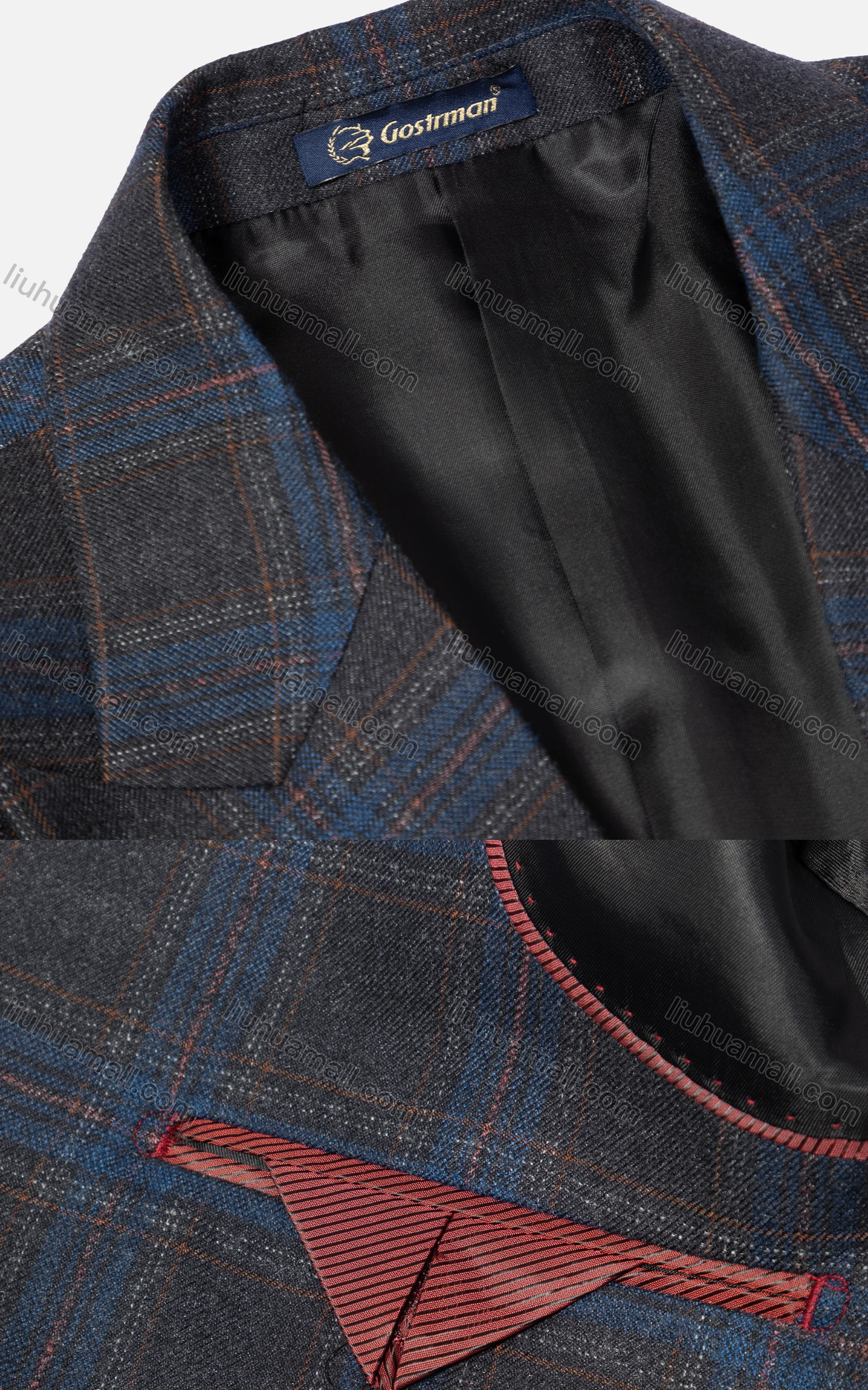 Wholesale Men's Formal Lapel Single Breasted Plaid Blazer & Waistcoat & Pants 3-piece Suit Set - Liuhuamall