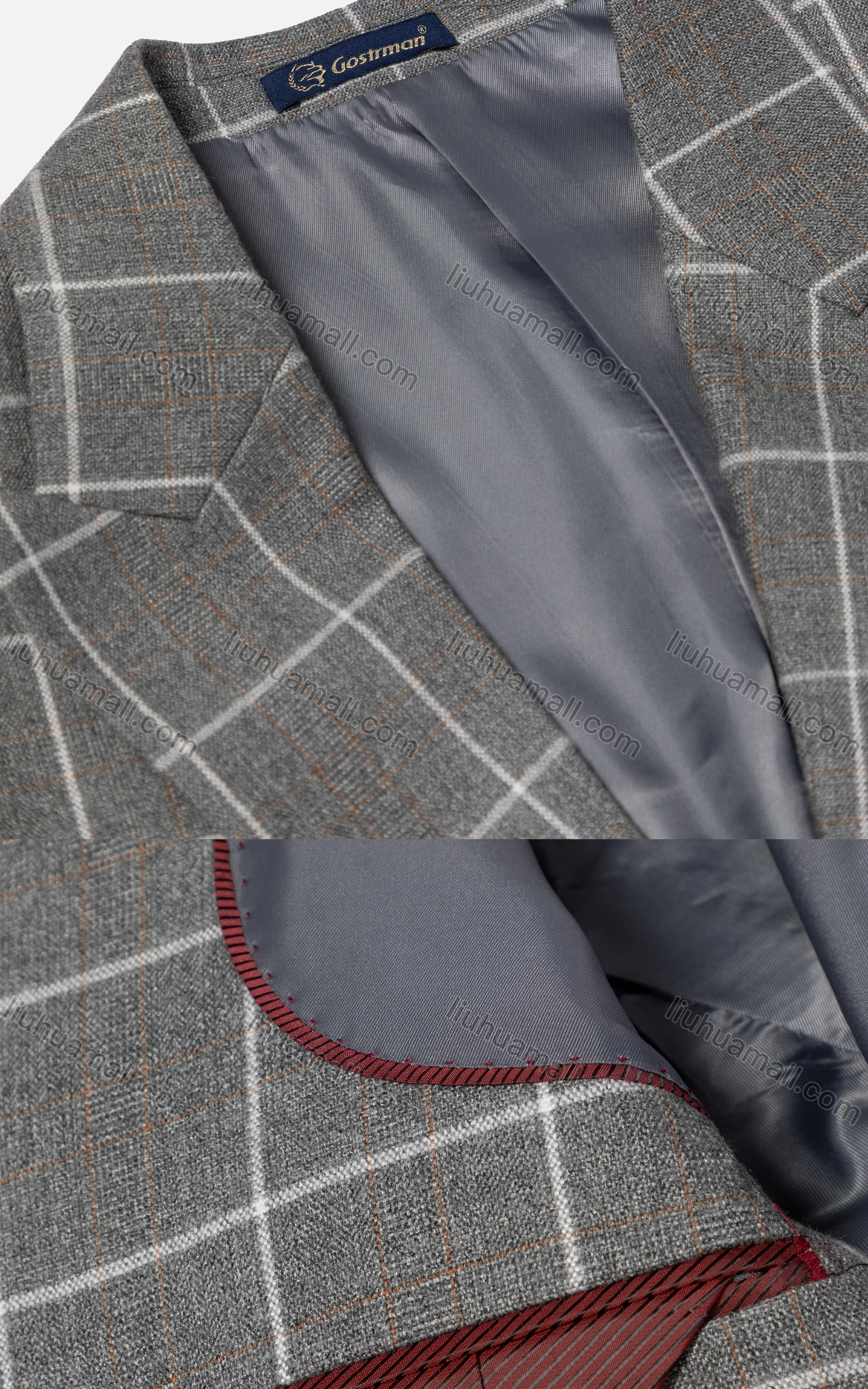 Wholesale Men's Formal Lapel Single Breasted Plaid Blazer & Waistcoat & Pants 3-piece Suit Set - Liuhuamall