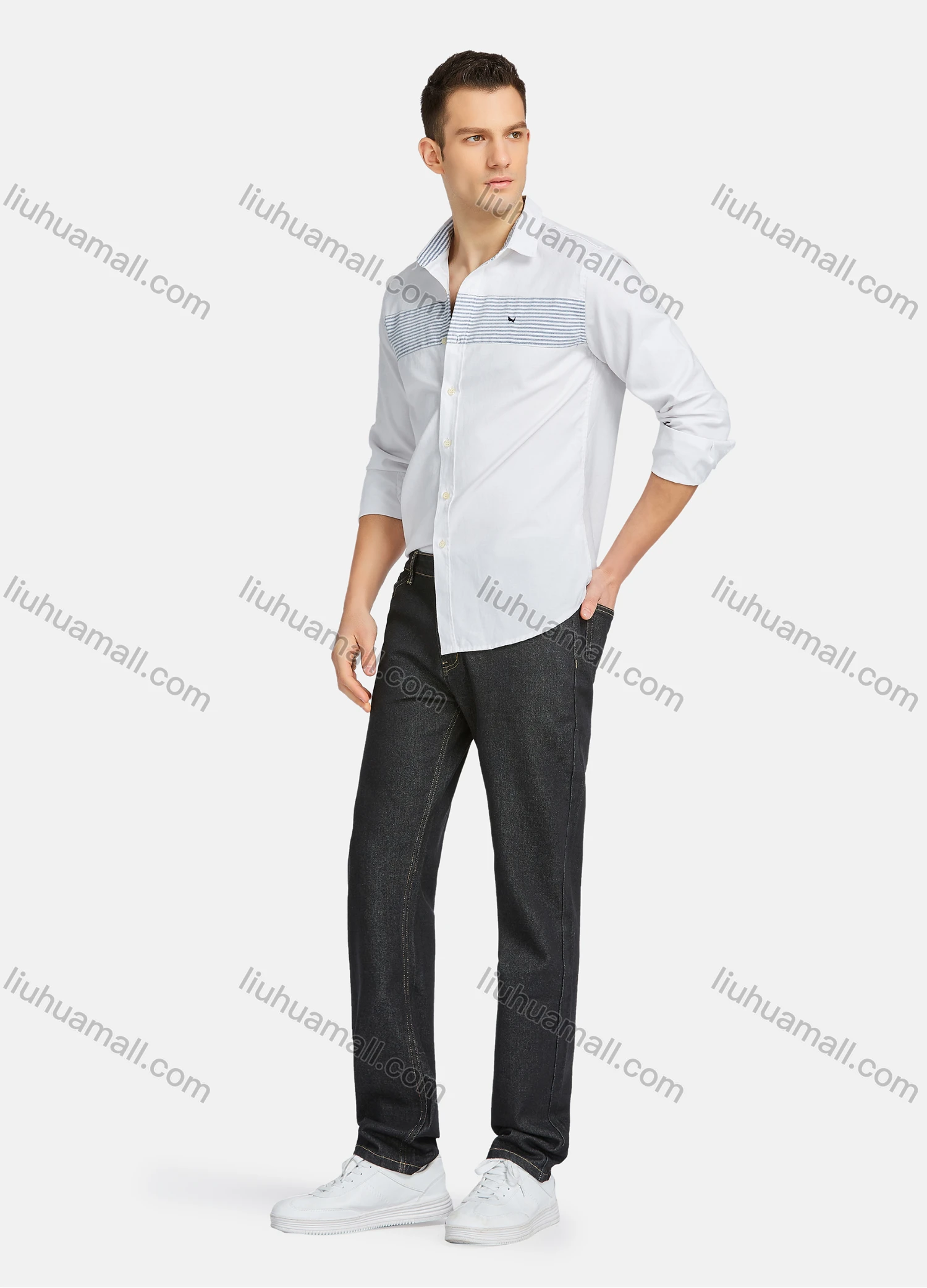 Wholesale Men's Casual Plain Straight Leg Ankle Length Jean YXNW-PTCT-38# - Liuhuamall