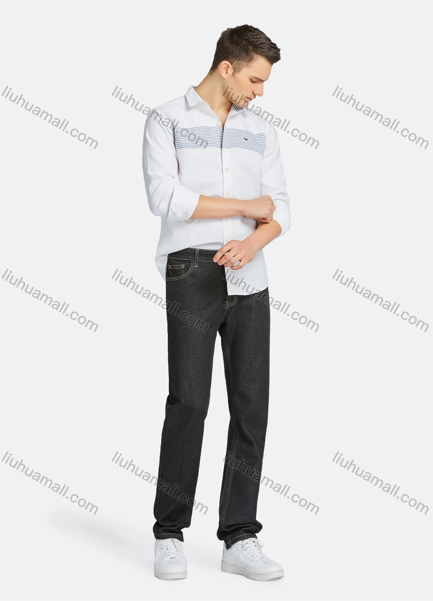 Wholesale Men's Casual Plain Straight Leg Ankle Length Jean YXNW-PTCT-38# - Liuhuamall