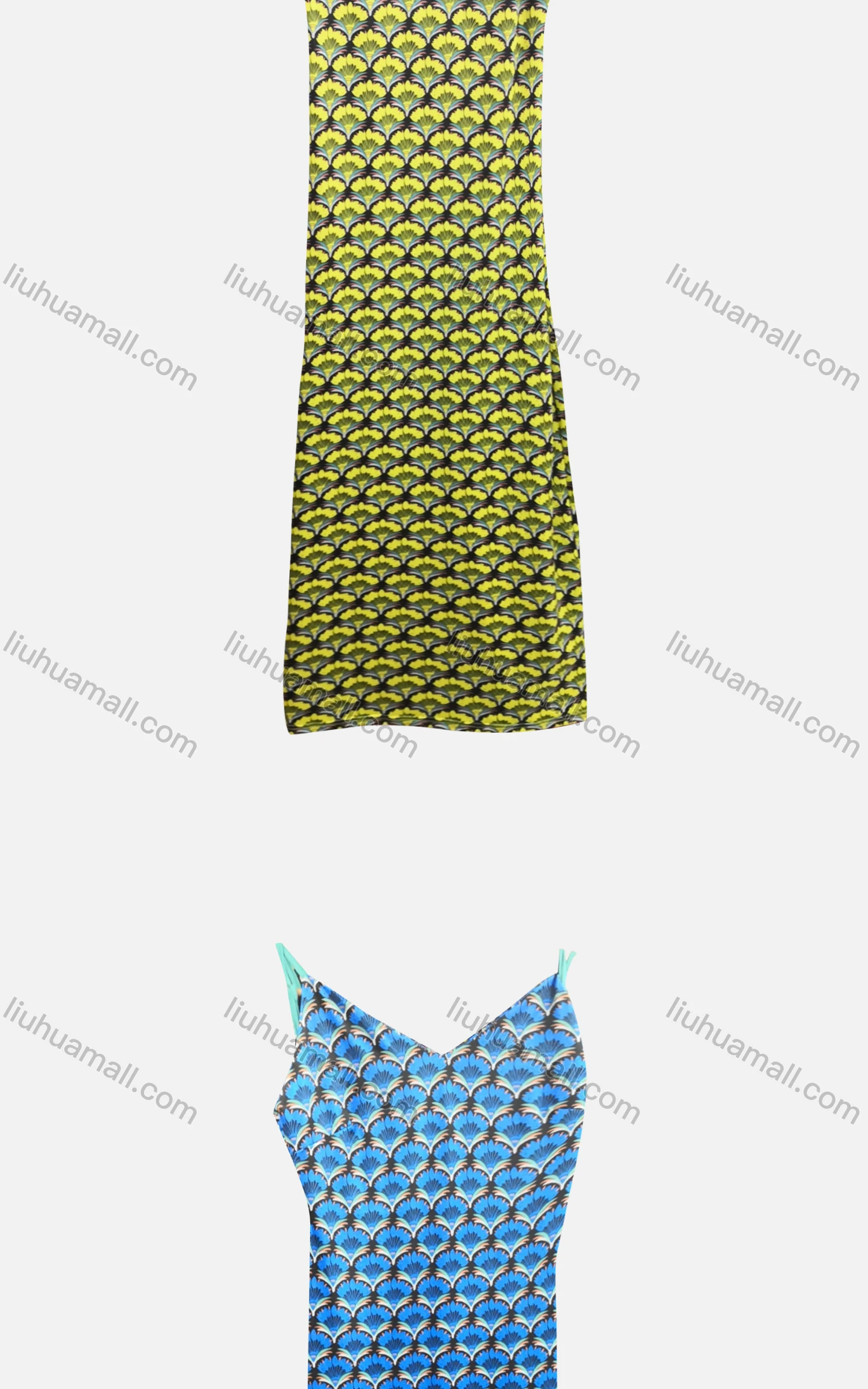 Wholesale Women's Sexy V Neck Spaghetti Strap Backless Split Back Midi Floral Ombre Cami Dress - Liuhuamall