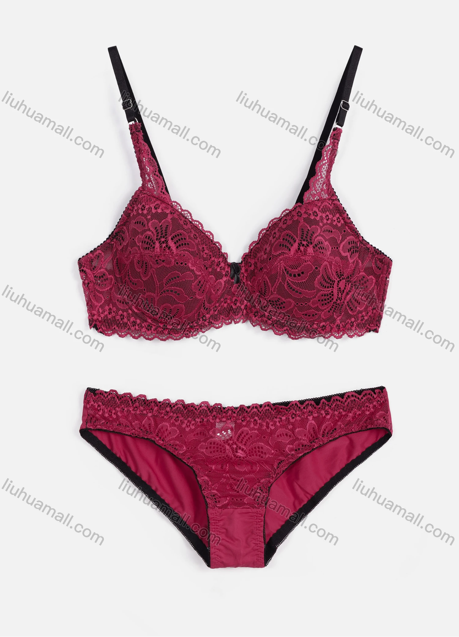 Wholesale Women's Sexy Lace Padded Plunge Push Up Bra & Briefs 2 Piece Underwear Set A3169# - Liuhuamall