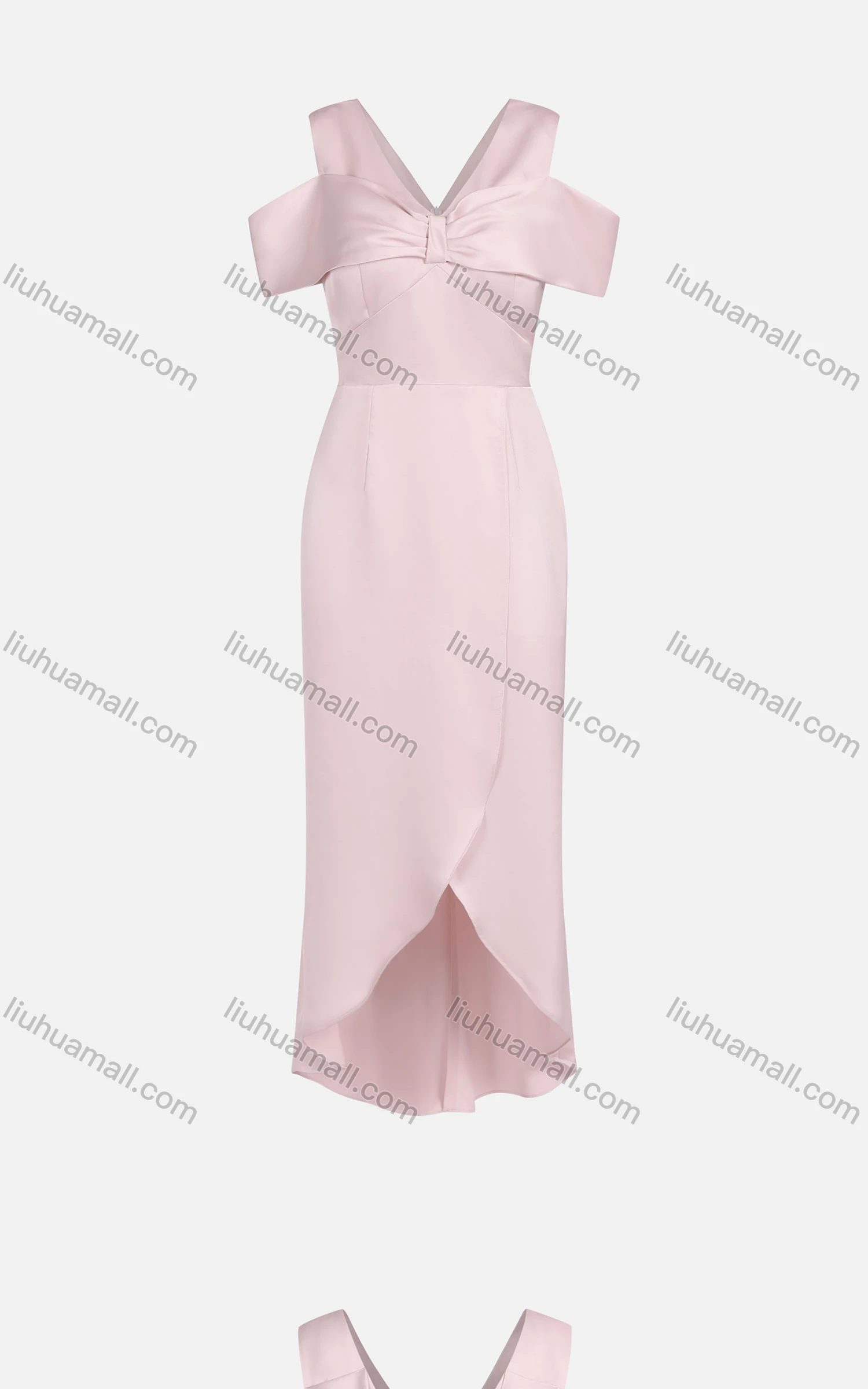 Wholesale Women's Elegant Plain Bow Knot Wrap Hem Peplum Sleeveless Cocktail Dress A03# - Liuhuamall