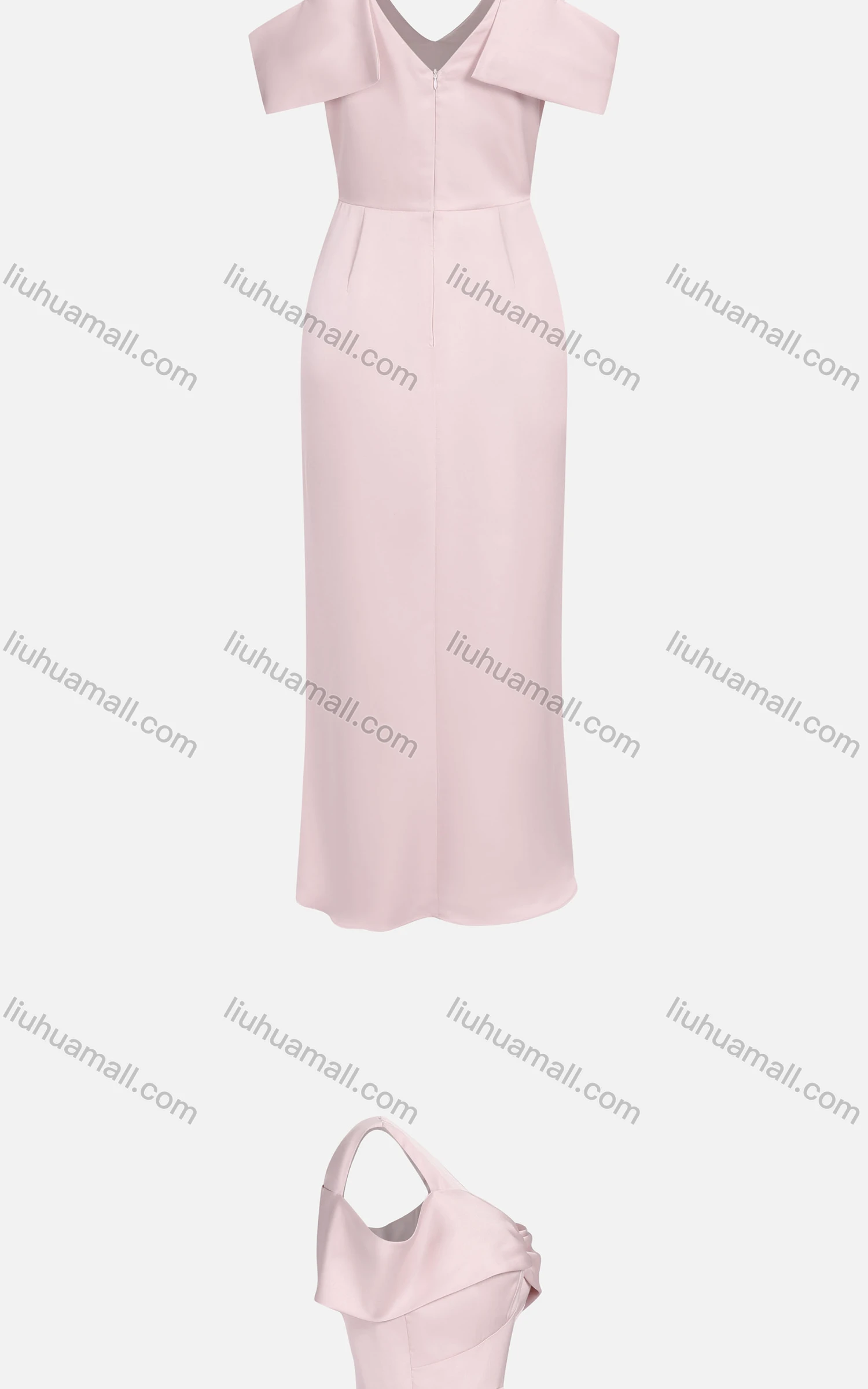 Wholesale Women's Elegant Plain Bow Knot Wrap Hem Peplum Sleeveless Cocktail Dress A03# - Liuhuamall