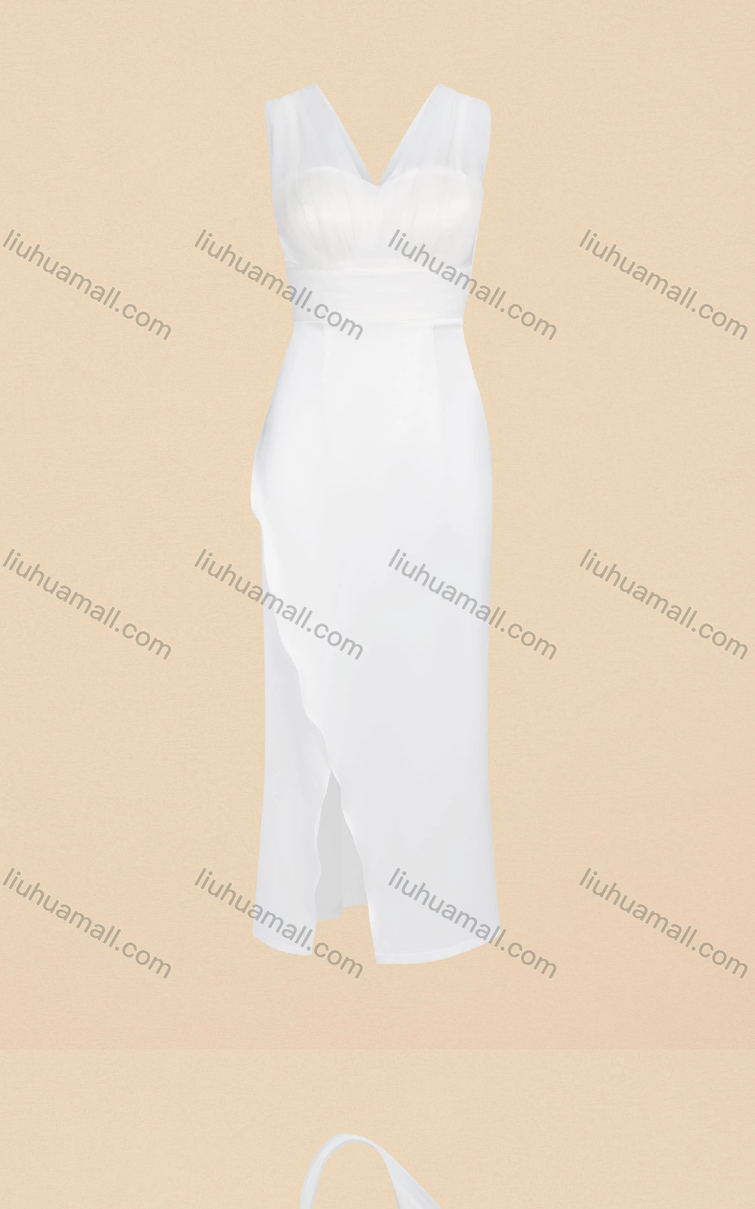 Wholesale Women's Elegant Slim Fit Plain Lace Wrap Hem Peplum Evening Tank Dress A02# - Liuhuamall