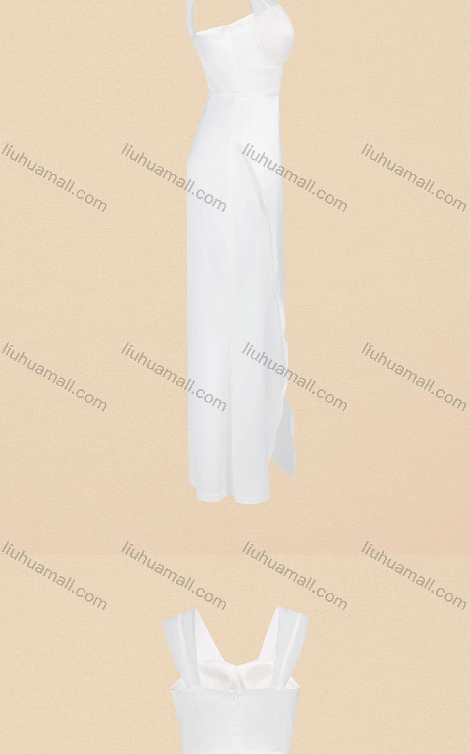 Wholesale Women's Elegant Slim Fit Plain Lace Wrap Hem Peplum Evening Tank Dress A02# - Liuhuamall