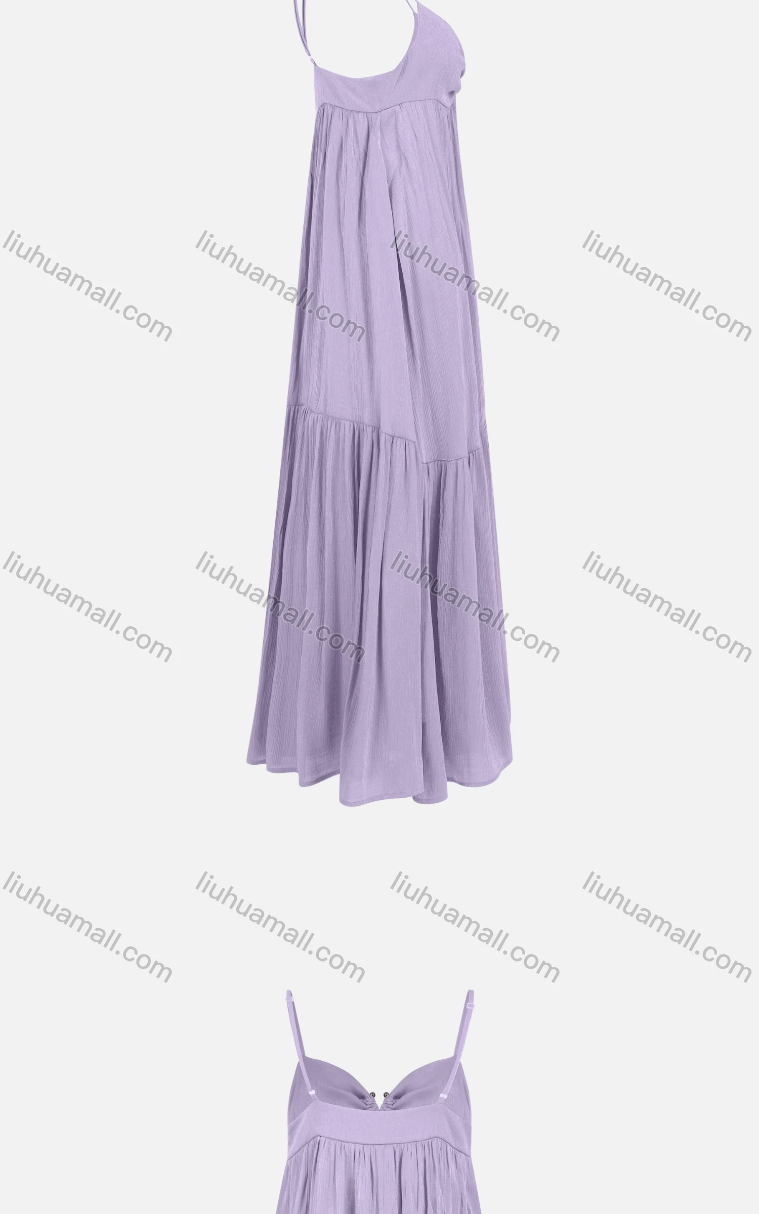 Wholesale Women's Sexy Plain Spaghetti Strap Pleated Maxi Cami Dress DJ02# - Liuhuamall