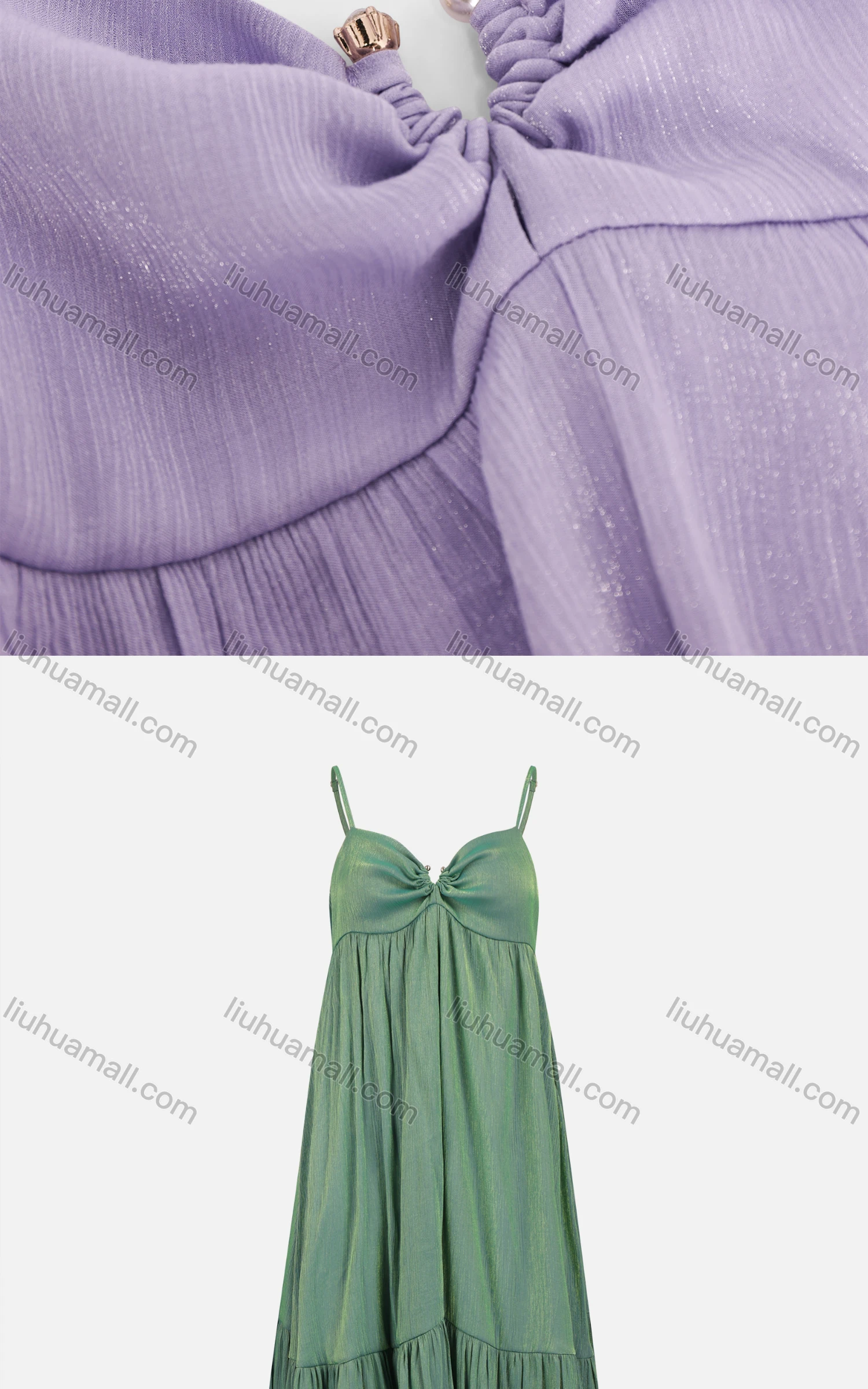Wholesale Women's Sexy Plain Spaghetti Strap Pleated Maxi Cami Dress DJ02# - Liuhuamall