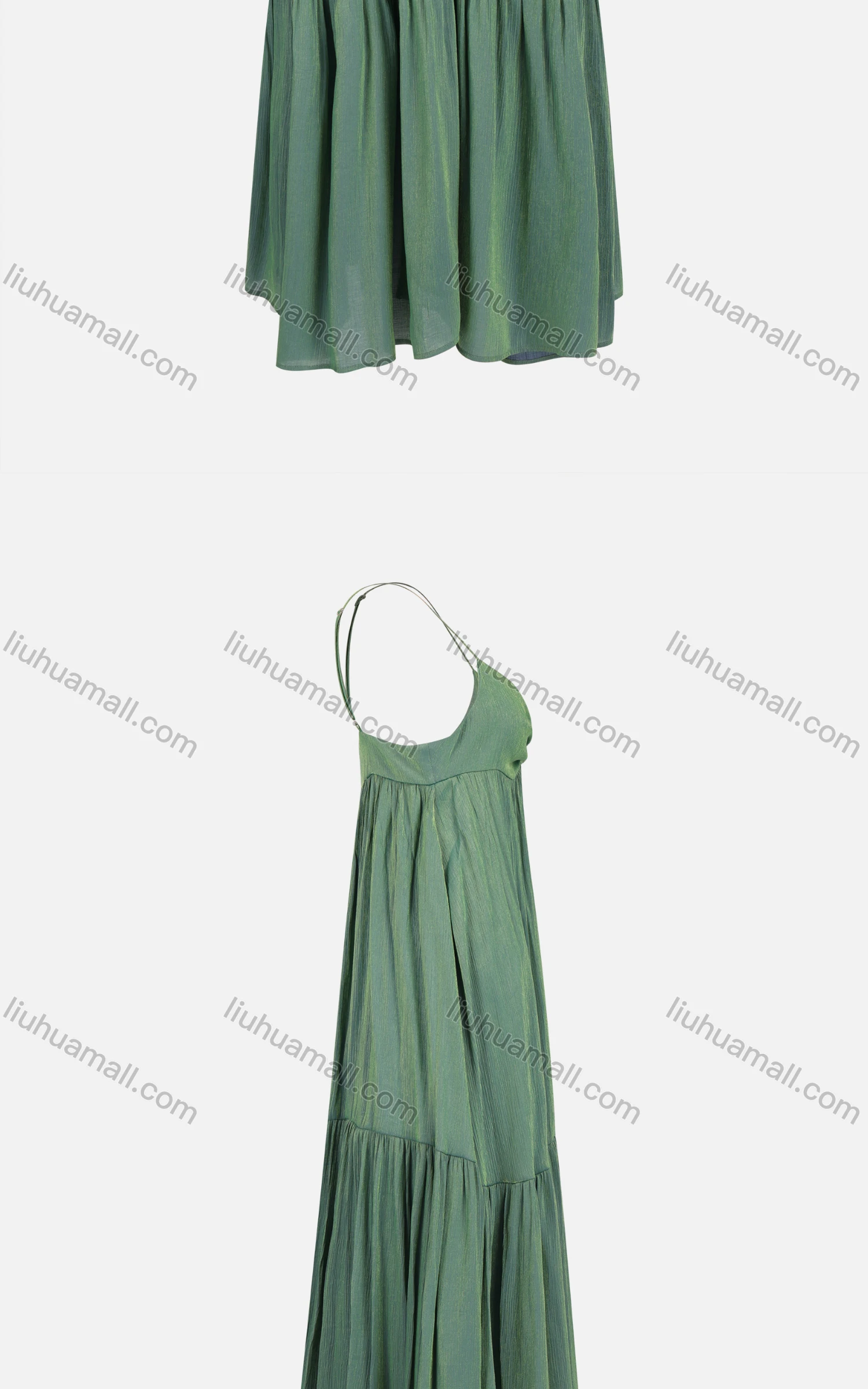 Wholesale Women's Sexy Plain Spaghetti Strap Pleated Maxi Cami Dress DJ02# - Liuhuamall