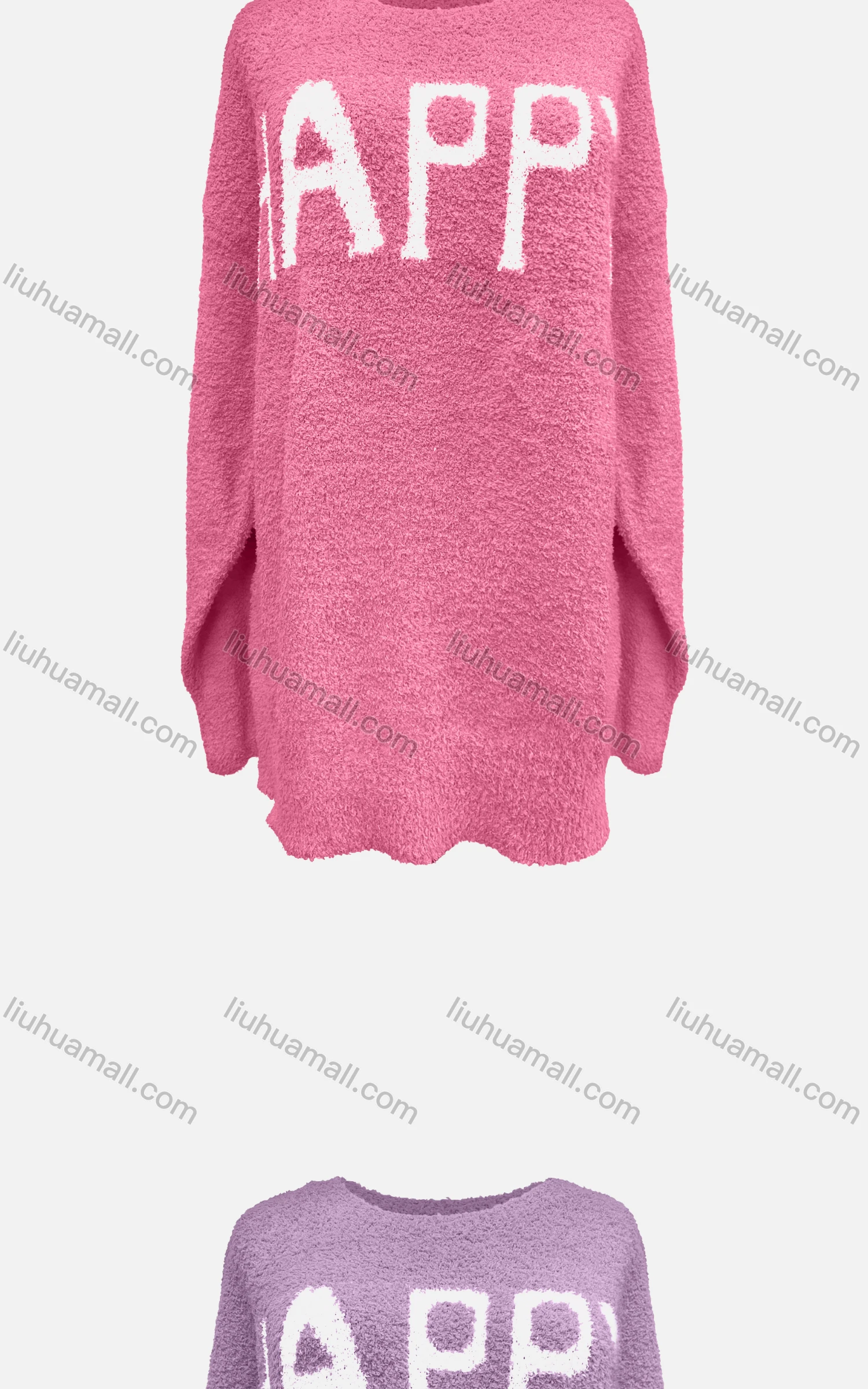 Wholesale Women's Casual Crew Neck Long Sleeve Mid Length Letter Fleece Sweater 8158# - Liuhuamall