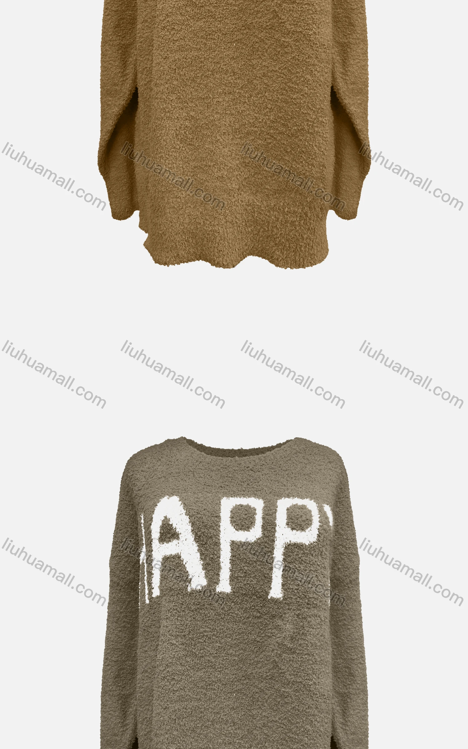 Wholesale Women's Casual Crew Neck Long Sleeve Mid Length Letter Fleece Sweater 8158# - Liuhuamall