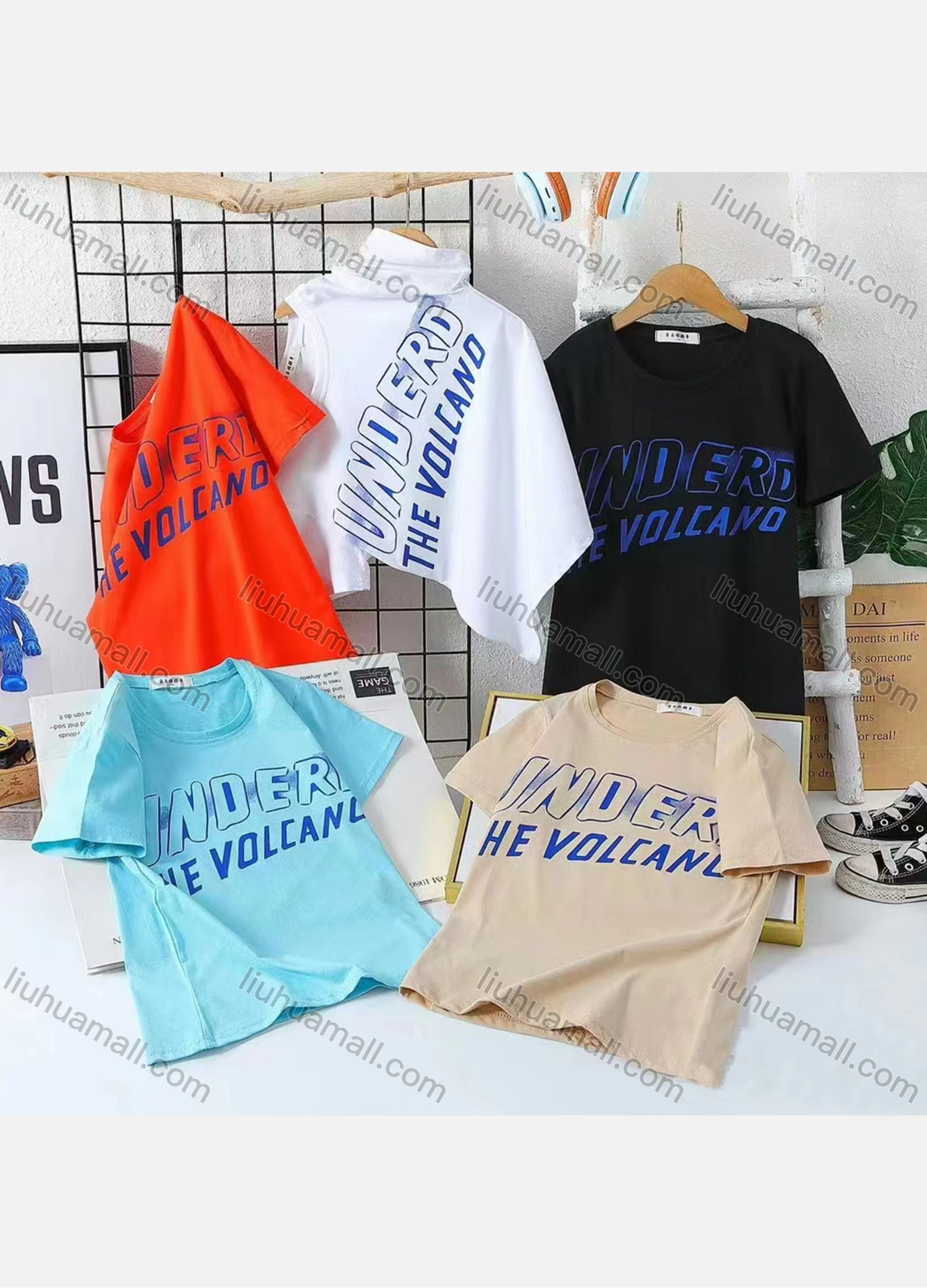 Wholesale Boy's Casual Letter Print 100% Cotton Round Neck Short Sleeve Tee - Liuhuamall