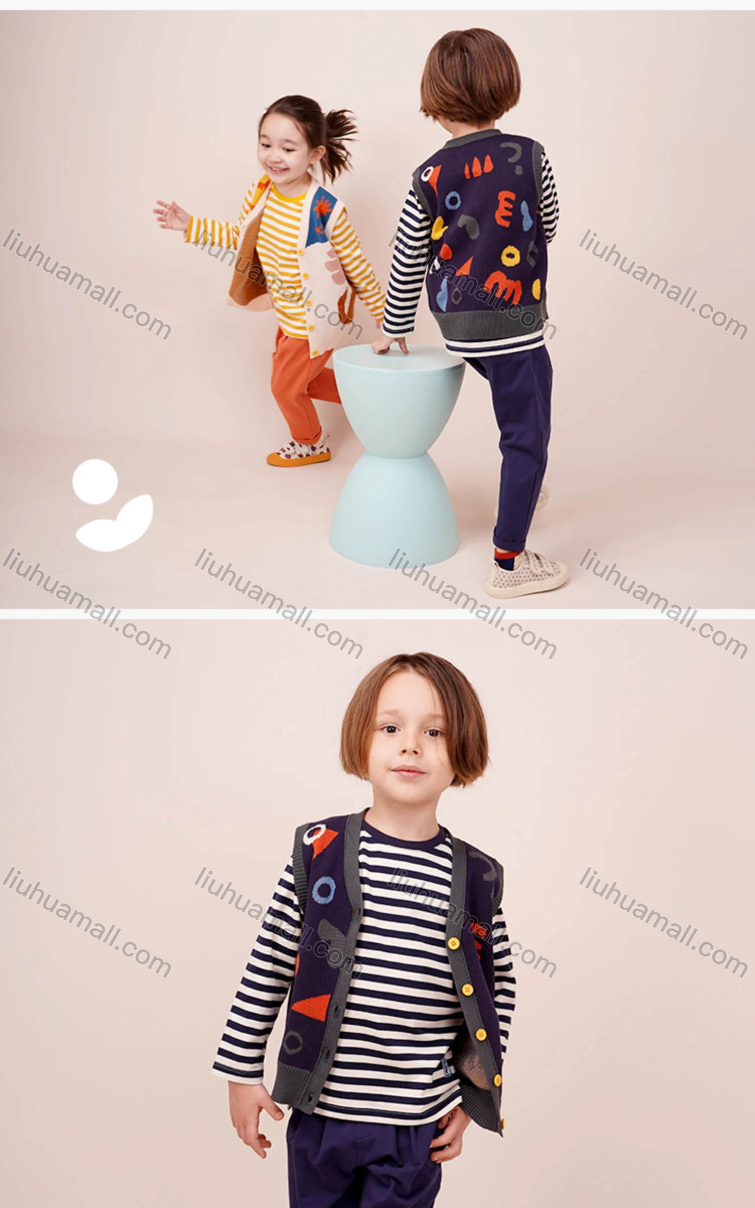 Wholesale Kids Lovely Cartoon Print Button Down Knit Sweater Vest Cardigan MB21AMY447# - Liuhuamall