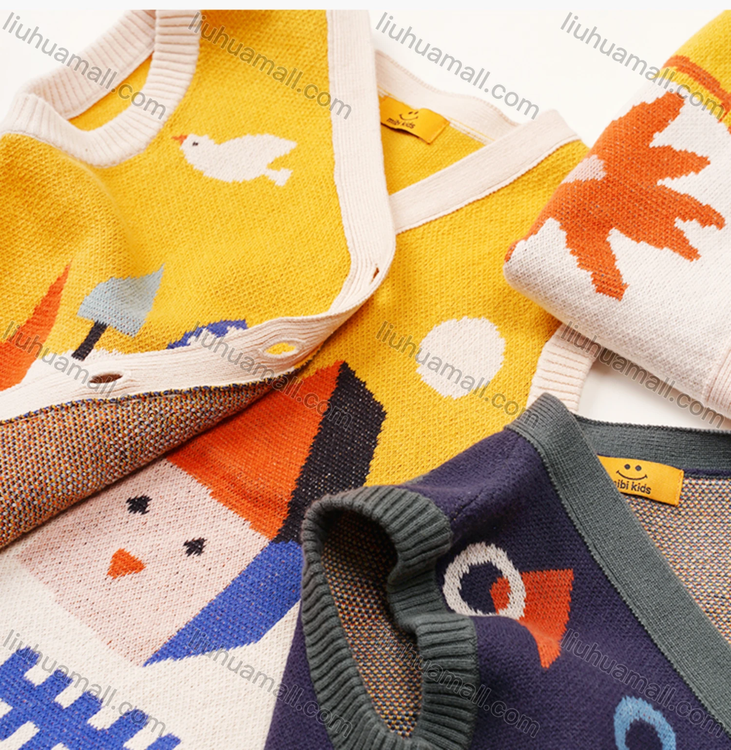 Wholesale Kids Lovely Cartoon Print Button Down Knit Sweater Vest Cardigan MB21AMY447# - Liuhuamall