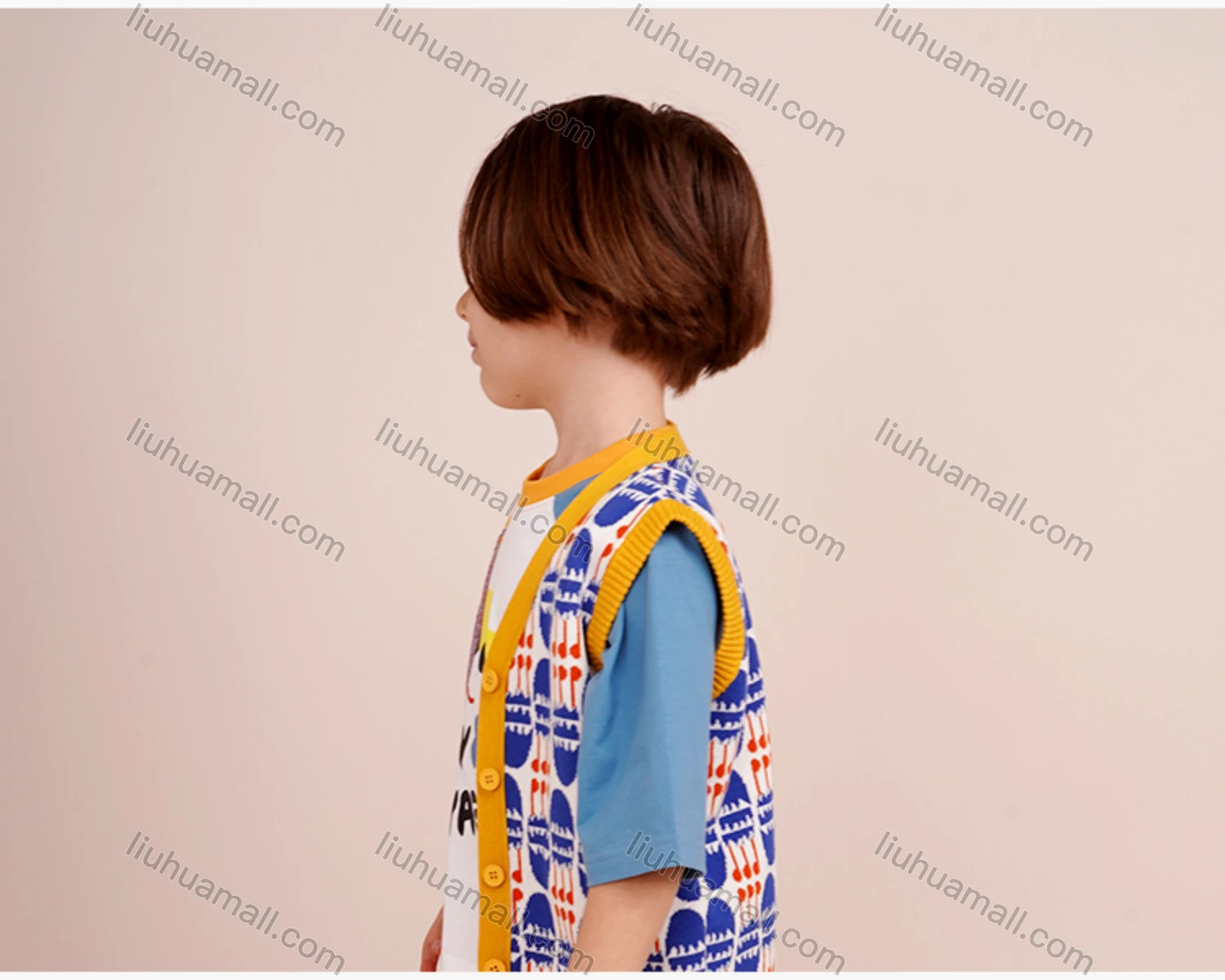 Wholesale Kids Lovely Cartoon Print Button Down Knit Sweater Vest Cardigan MB21AMY447# - Liuhuamall