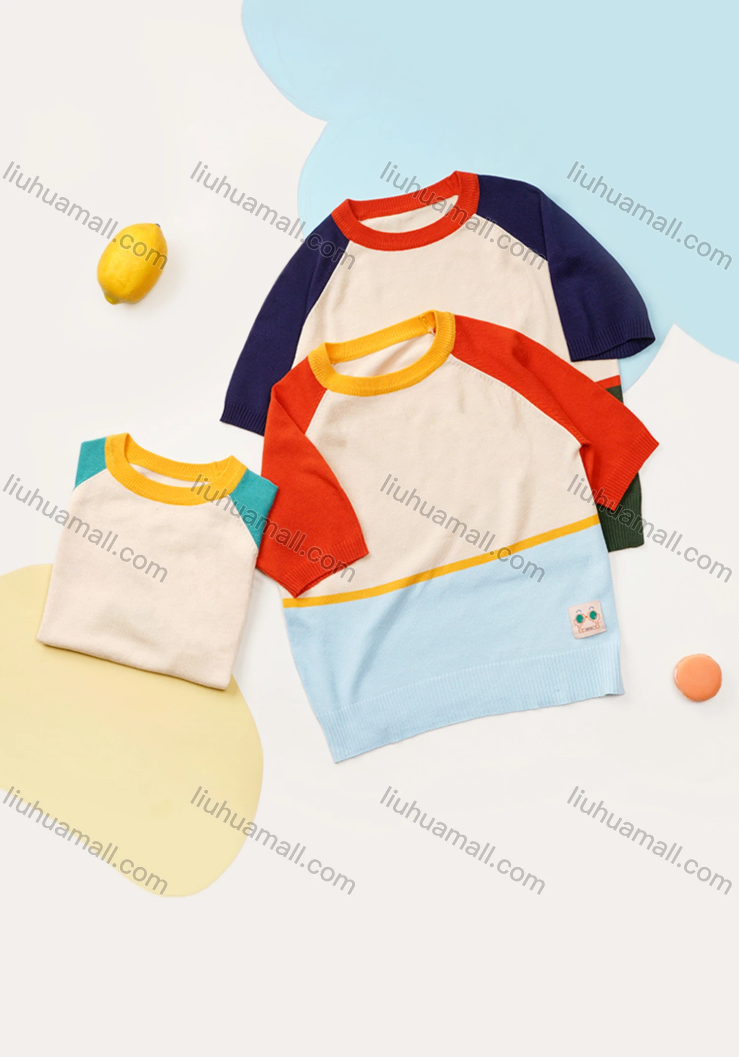 Wholesale Kids Casual Crew Neck Short Sleeve Colorblock T-shirt MB21BTX486# - Liuhuamall