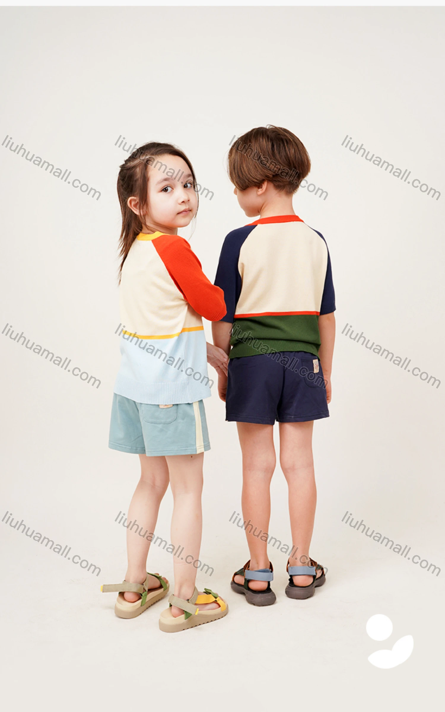 Wholesale Kids Casual Crew Neck Short Sleeve Colorblock T-shirt MB21BTX486# - Liuhuamall