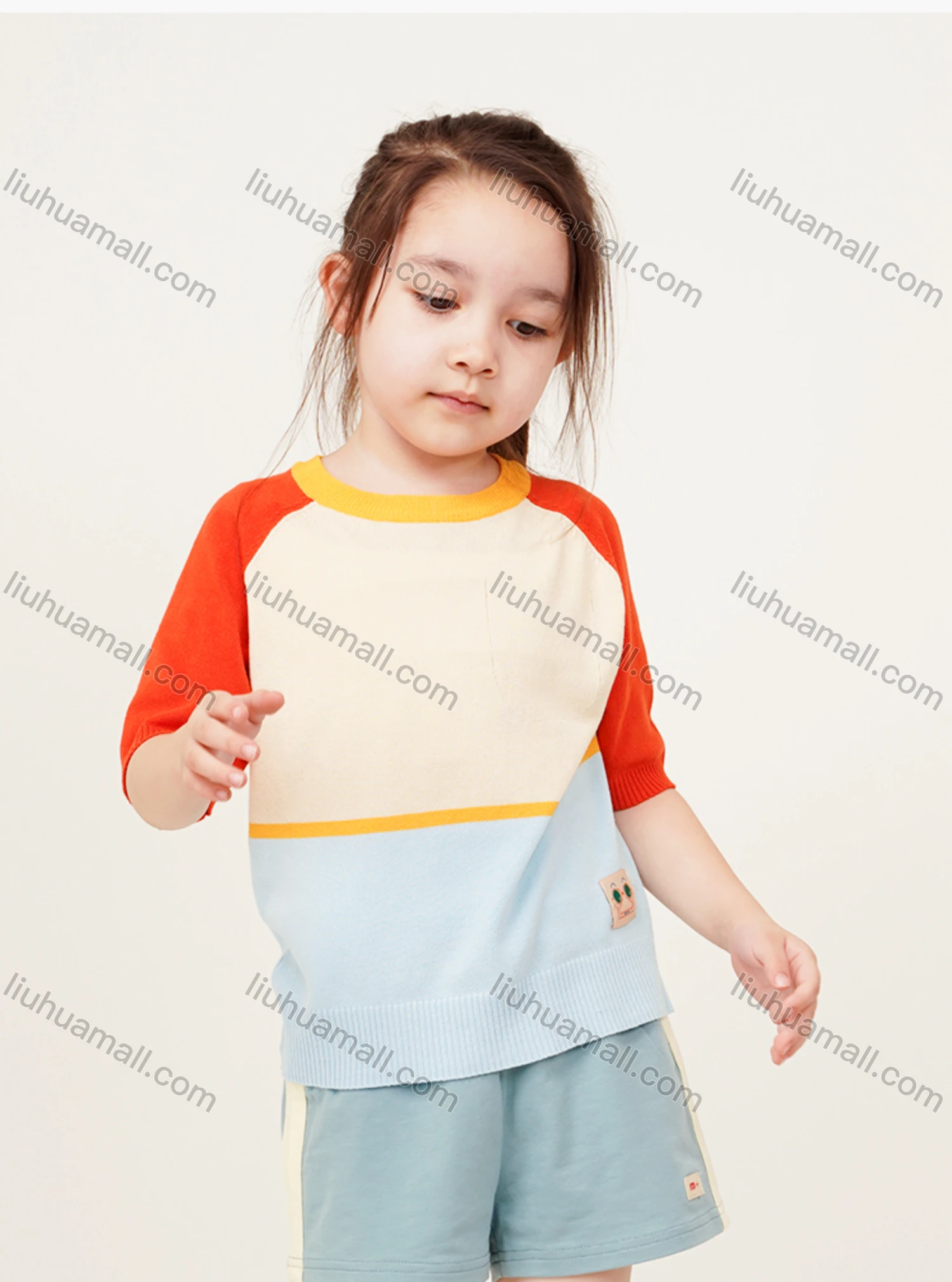 Wholesale Kids Casual Crew Neck Short Sleeve Colorblock T-shirt MB21BTX486# - Liuhuamall