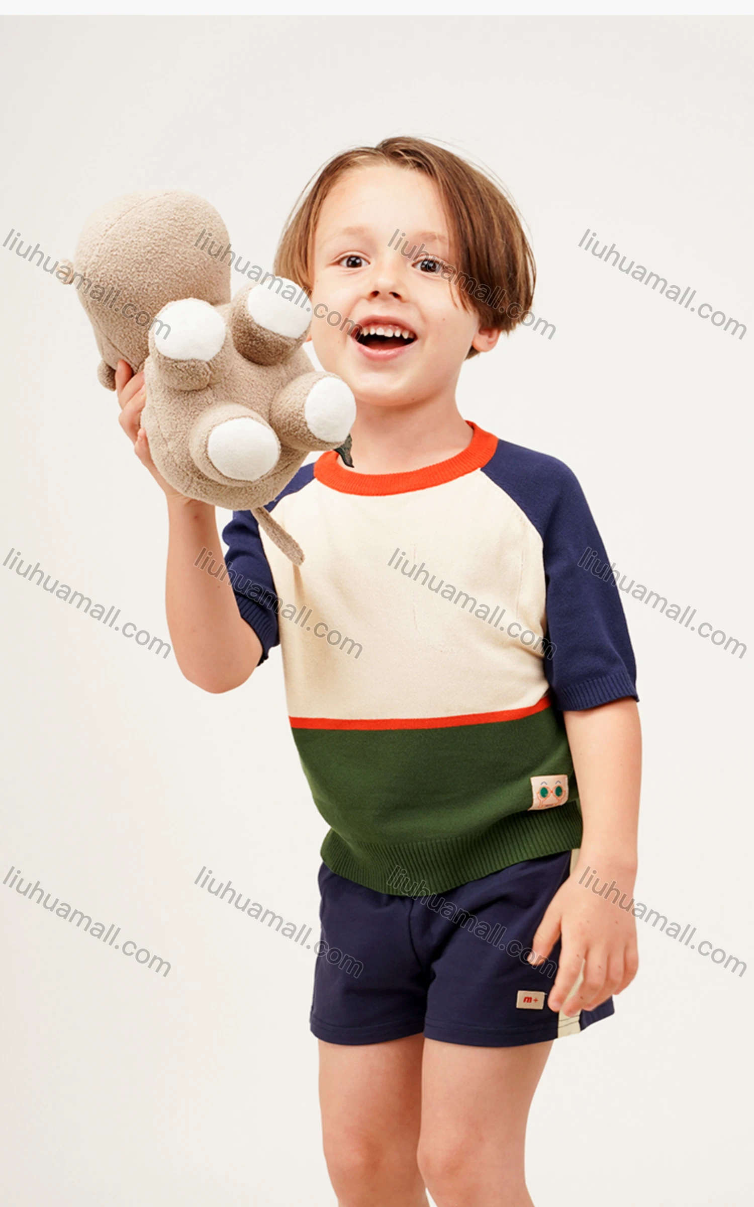 Wholesale Kids Casual Crew Neck Short Sleeve Colorblock T-shirt MB21BTX486# - Liuhuamall