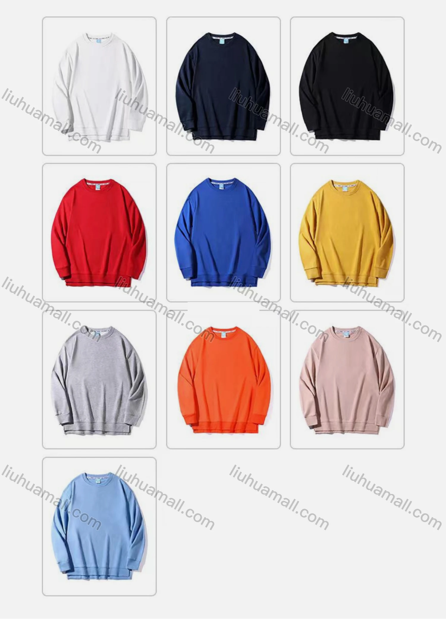 Wholesale Unisex's Men/Women Casual Plain Round Neck Long Sleeve Sweatshirt 541# - Liuhuamall