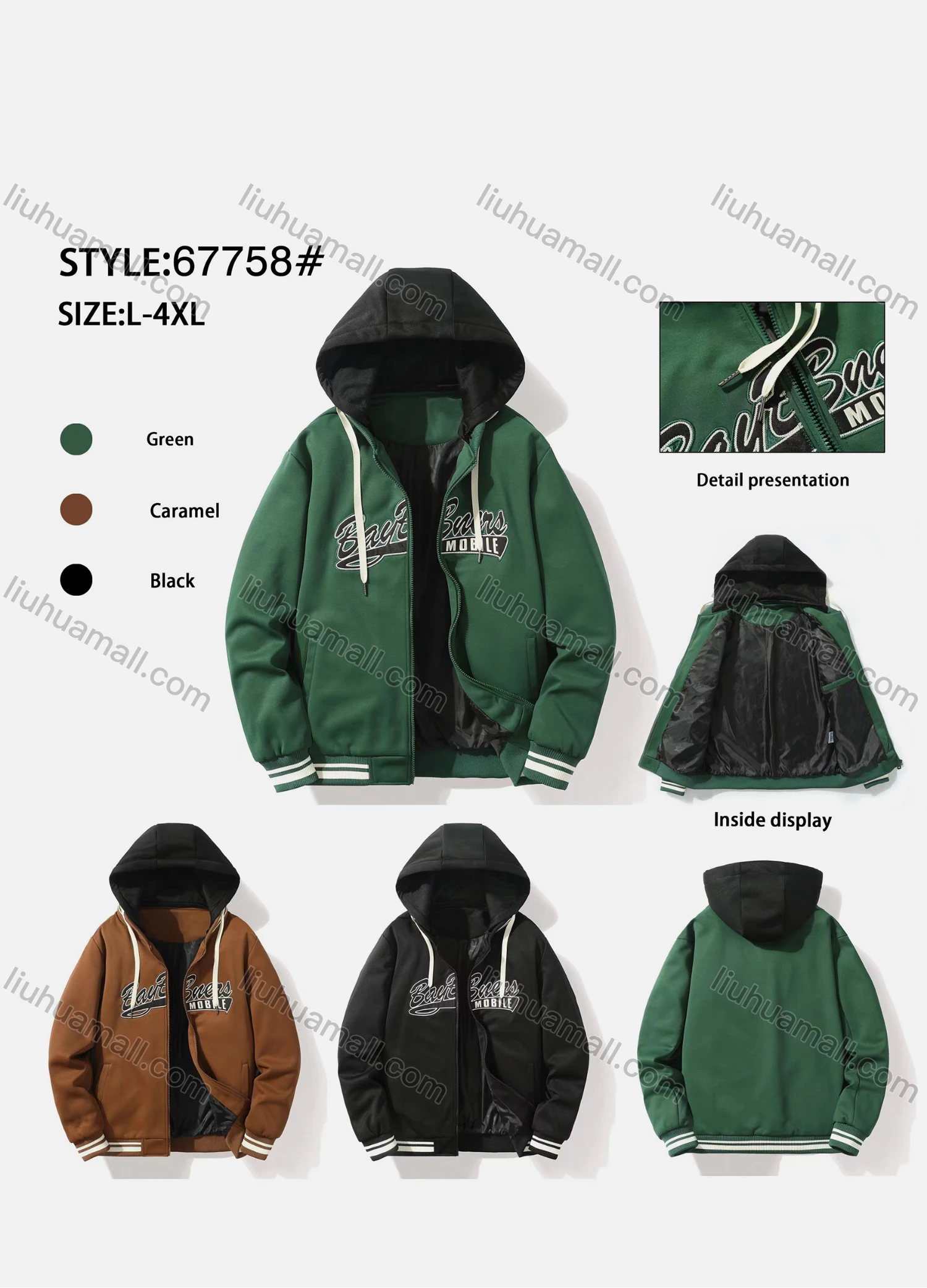 Wholesale Unisex's Men/Women Casual Letter Graphic Zipper Side Pockets Drawstring Long Sleeve Hoodie 67758# - Liuhuamall