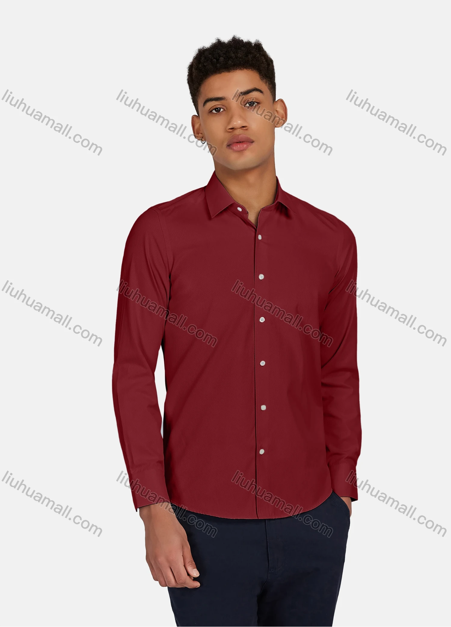 Wholesale Men's Casual Plain Button Down Collared Long Sleeve Shirts 20-5# - Liuhuamall