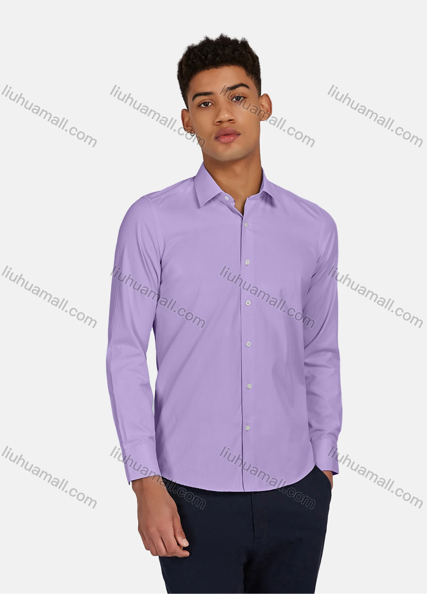 Wholesale Men's Casual Plain Button Down Collared Long Sleeve Shirts 20-5# - Liuhuamall