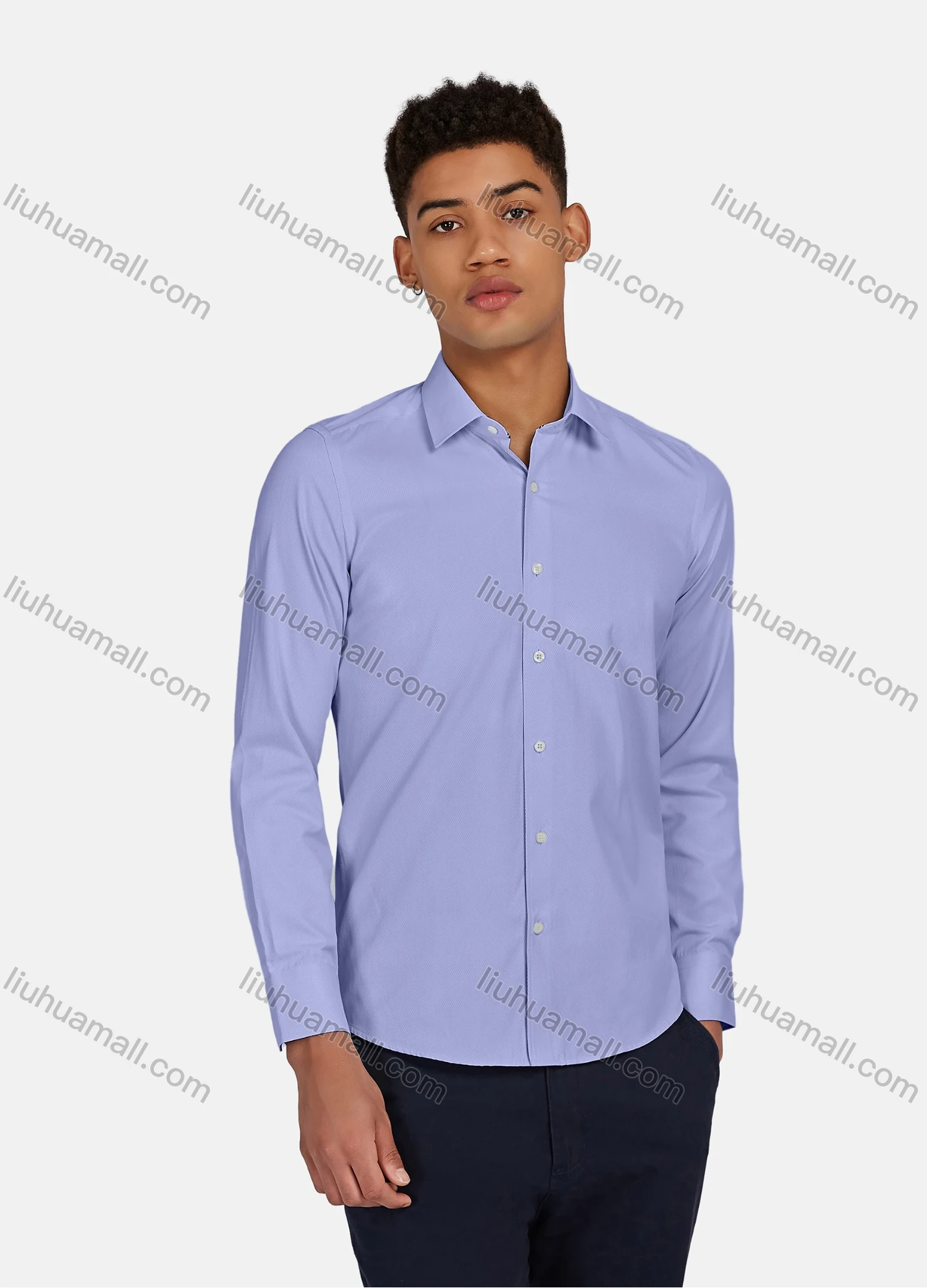 Wholesale Men's Casual Plain Button Down Collared Long Sleeve Shirts 20-5# - Liuhuamall