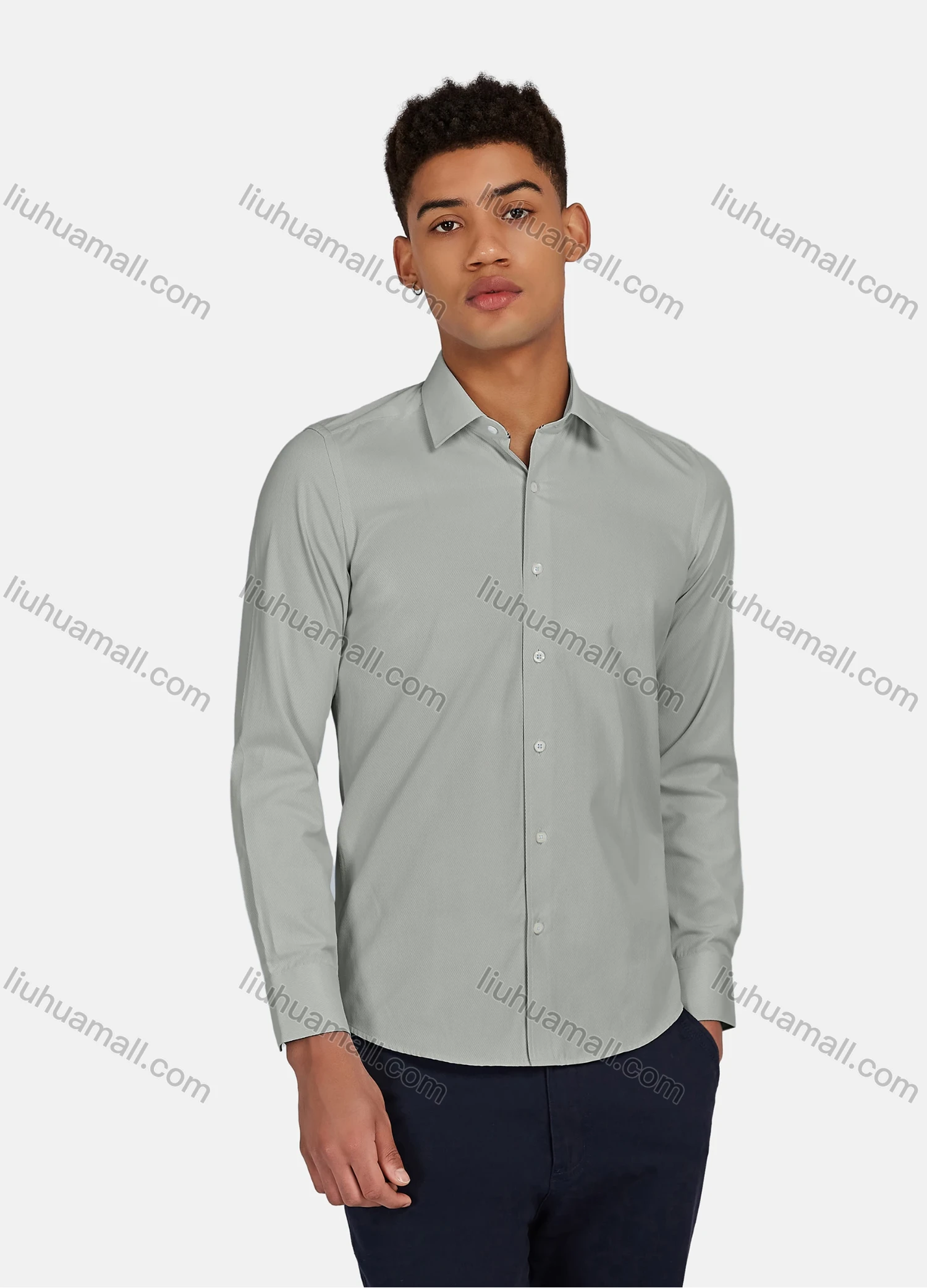Wholesale Men's Casual Plain Button Down Collared Long Sleeve Shirts 20-5# - Liuhuamall