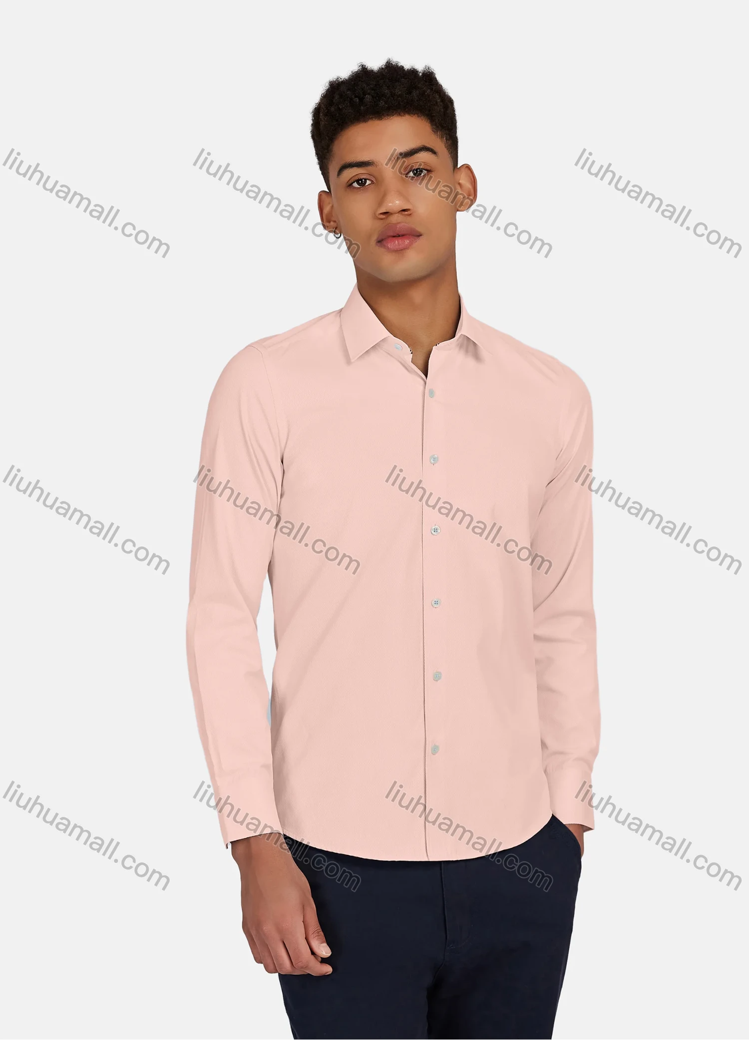 Wholesale Men's Casual Plain Button Down Collared Long Sleeve Shirts 20-5# - Liuhuamall