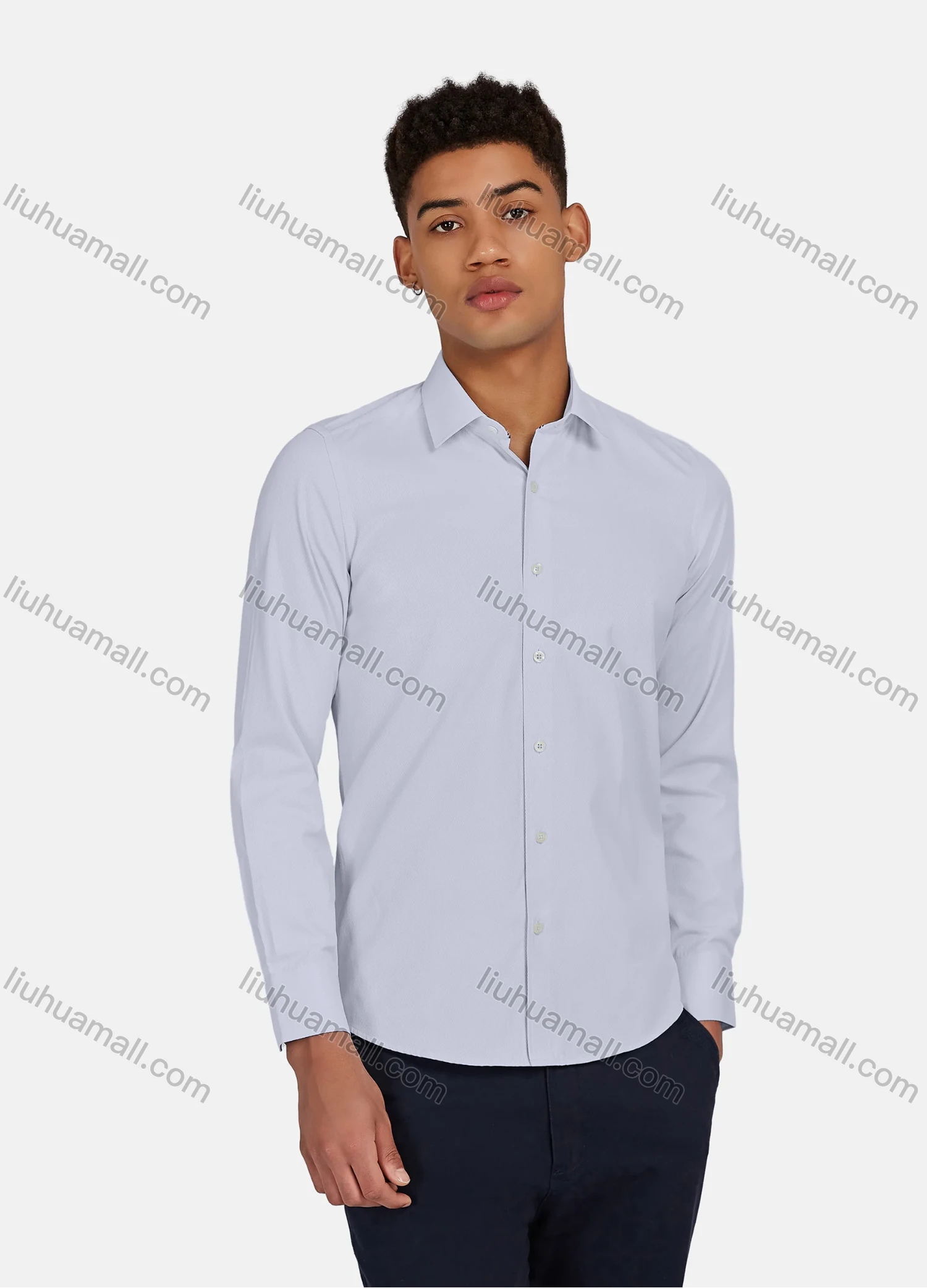 Wholesale Men's Casual Plain Button Down Collared Long Sleeve Shirts 20-5# - Liuhuamall