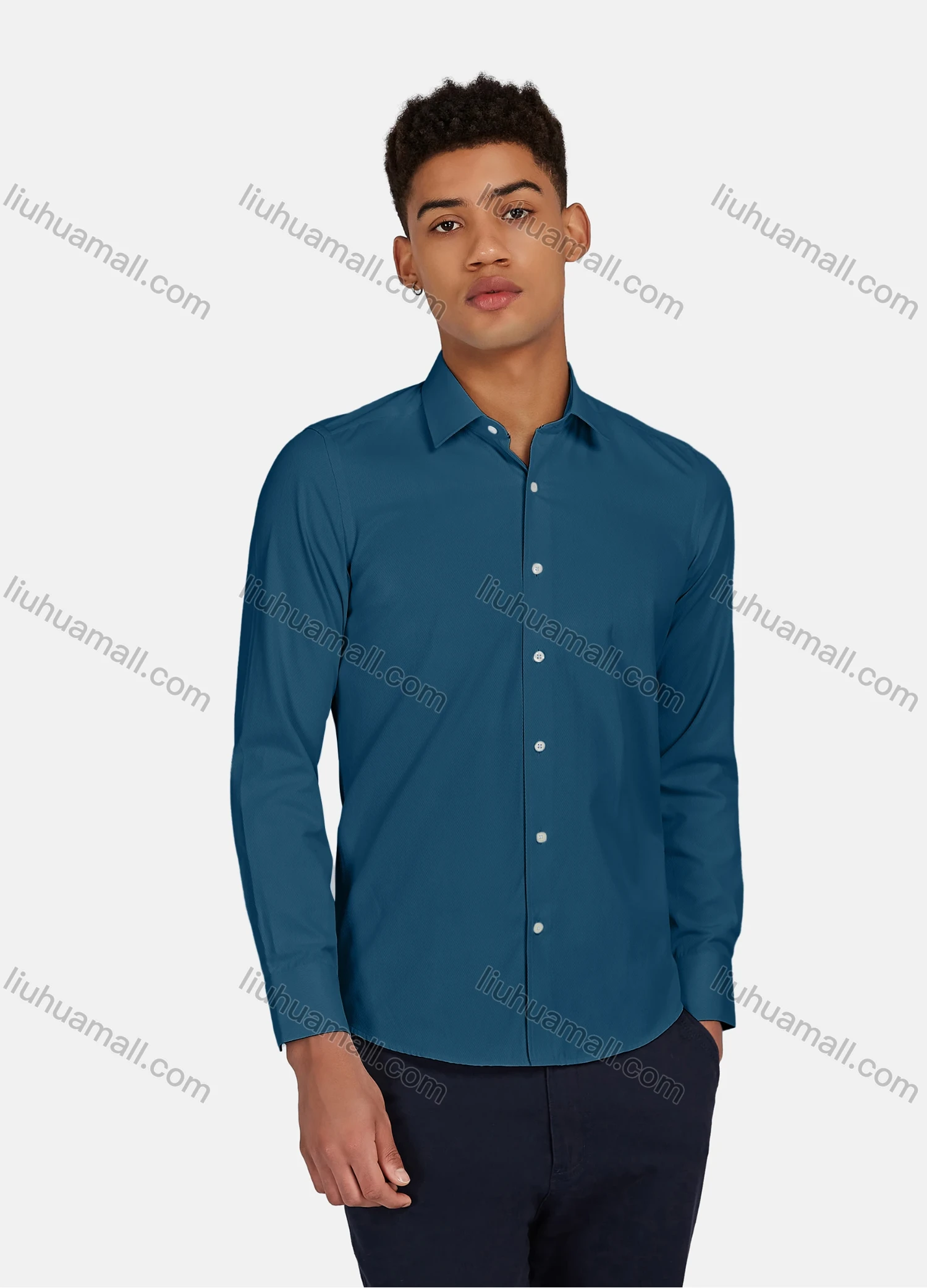 Wholesale Men's Casual Plain Button Down Collared Long Sleeve Shirts 20-5# - Liuhuamall