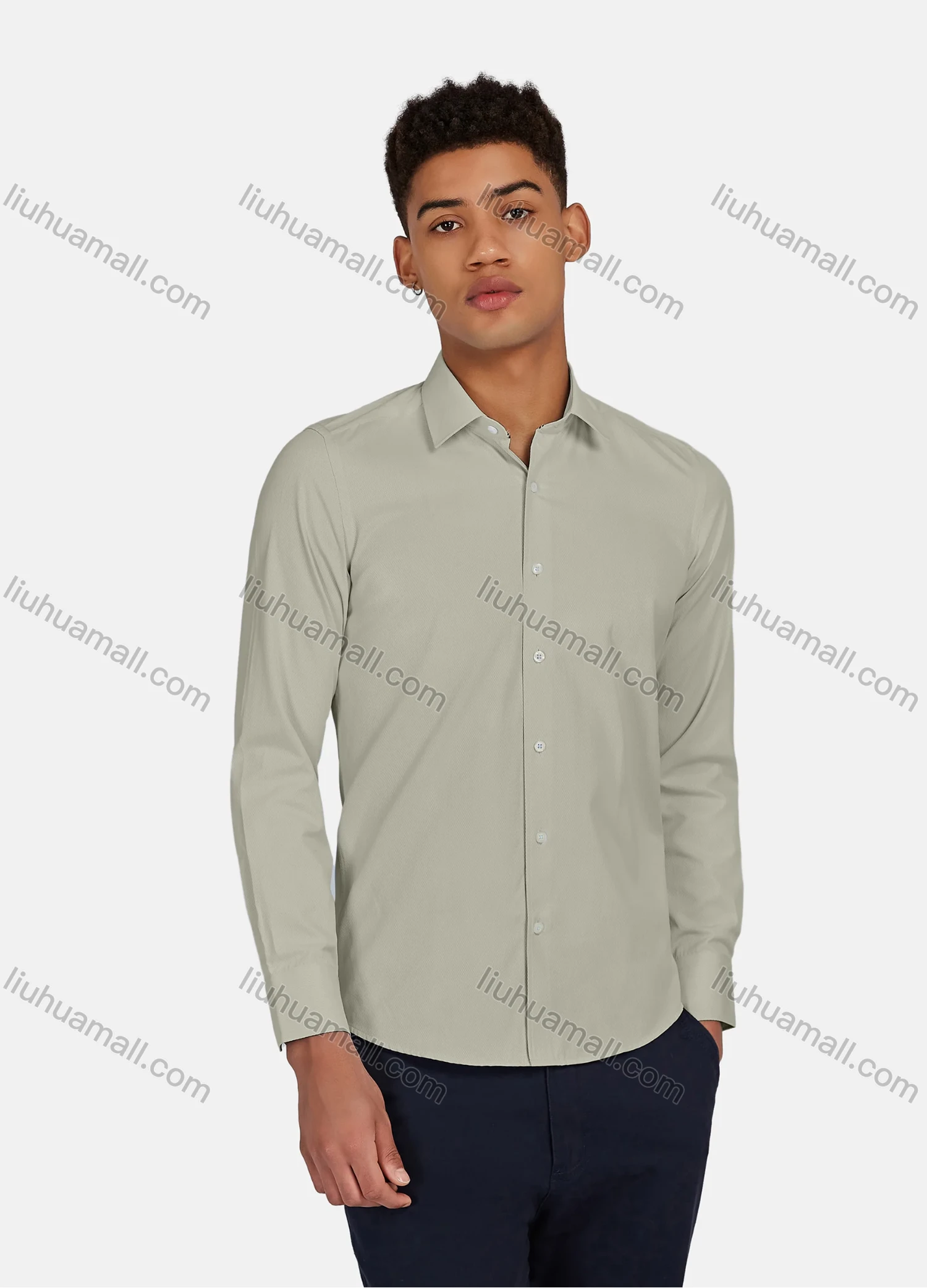 Wholesale Men's Casual Plain Button Down Collared Long Sleeve Shirts 20-5# - Liuhuamall
