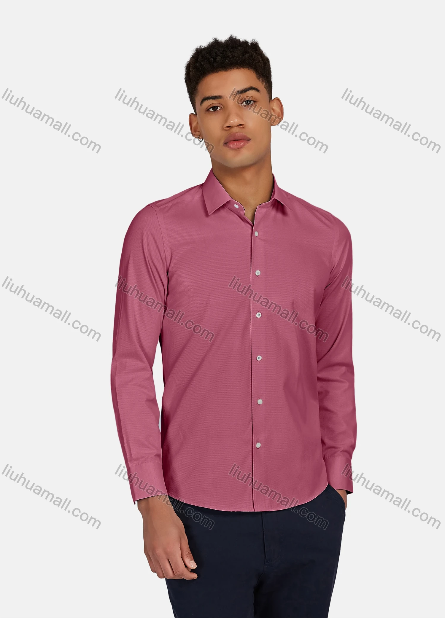 Wholesale Men's Casual Plain Button Down Collared Long Sleeve Shirts 20-5# - Liuhuamall