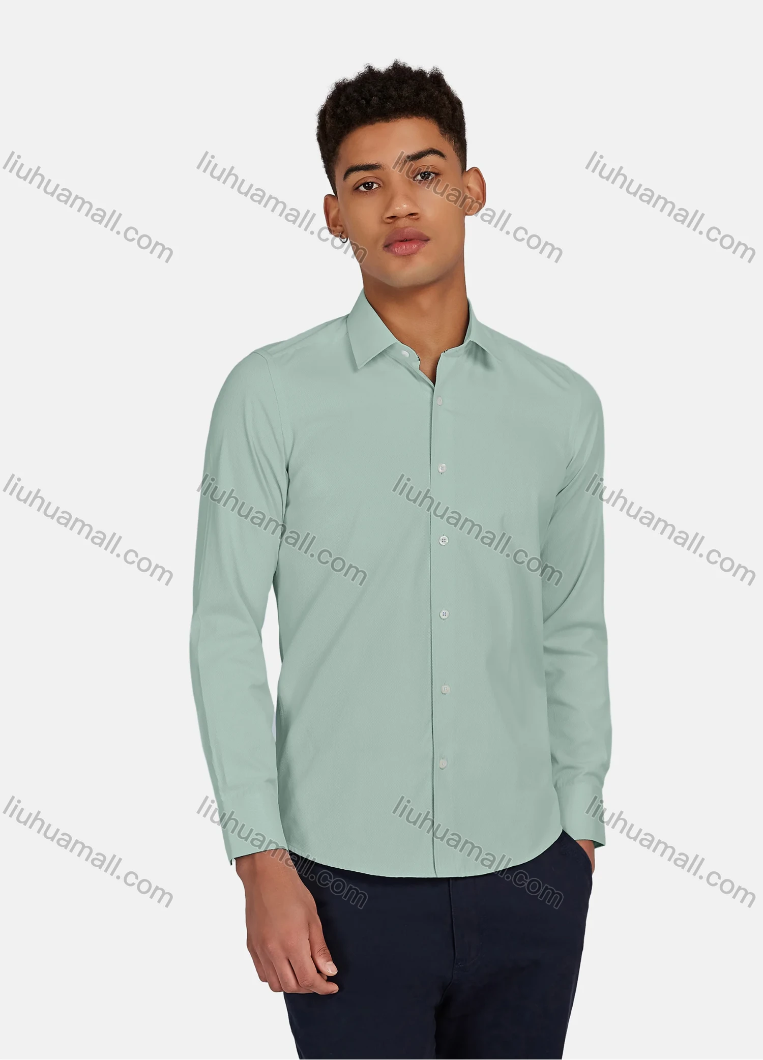Wholesale Men's Casual Plain Button Down Collared Long Sleeve Shirts 20-5# - Liuhuamall