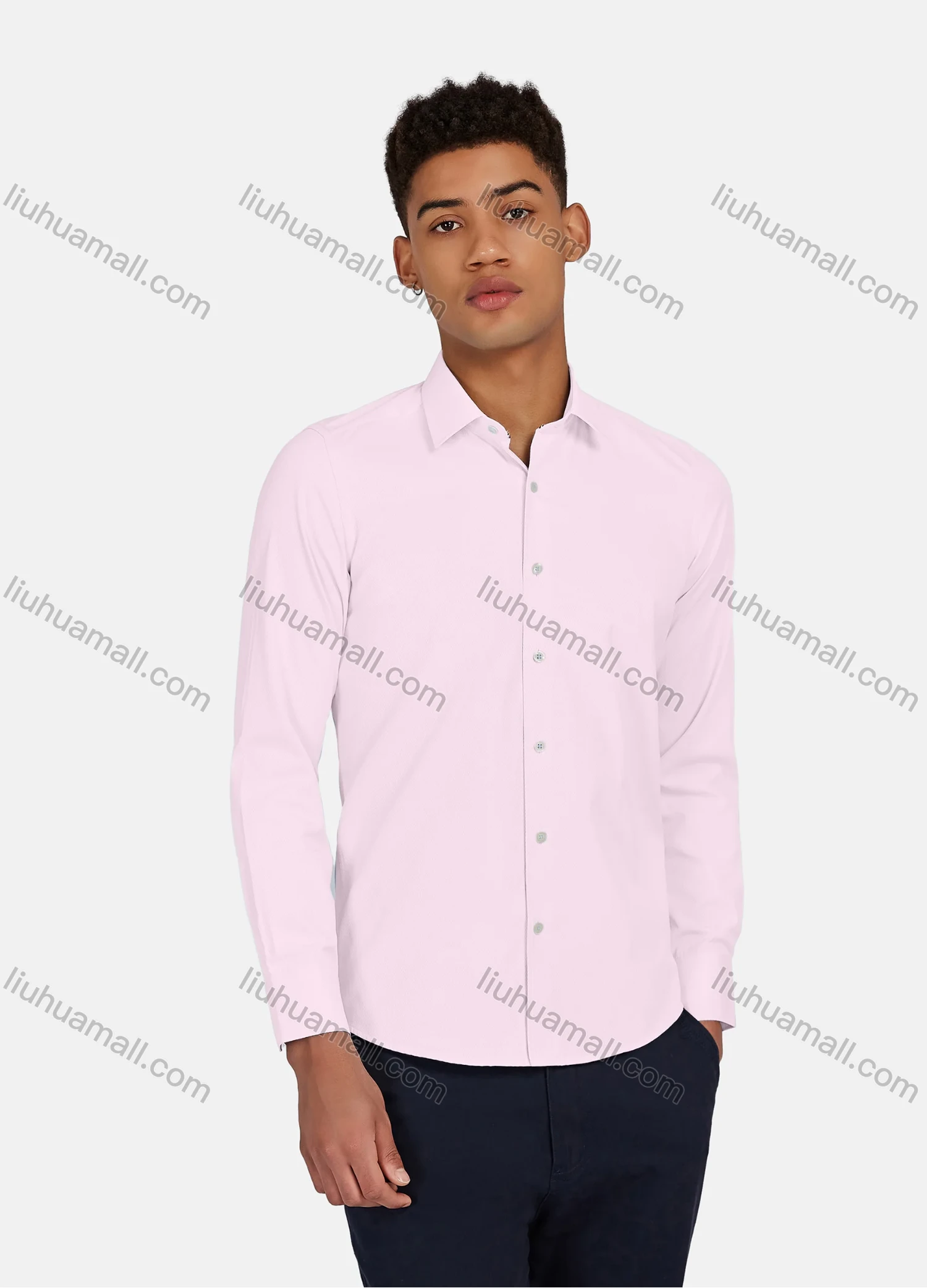 Wholesale Men's Casual Plain Button Down Collared Long Sleeve Shirts 20-5# - Liuhuamall
