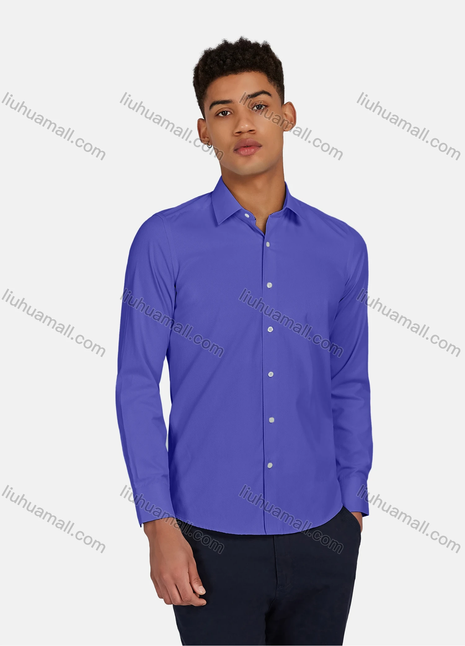 Wholesale Men's Casual Plain Button Down Collared Long Sleeve Shirts 20-5# - Liuhuamall