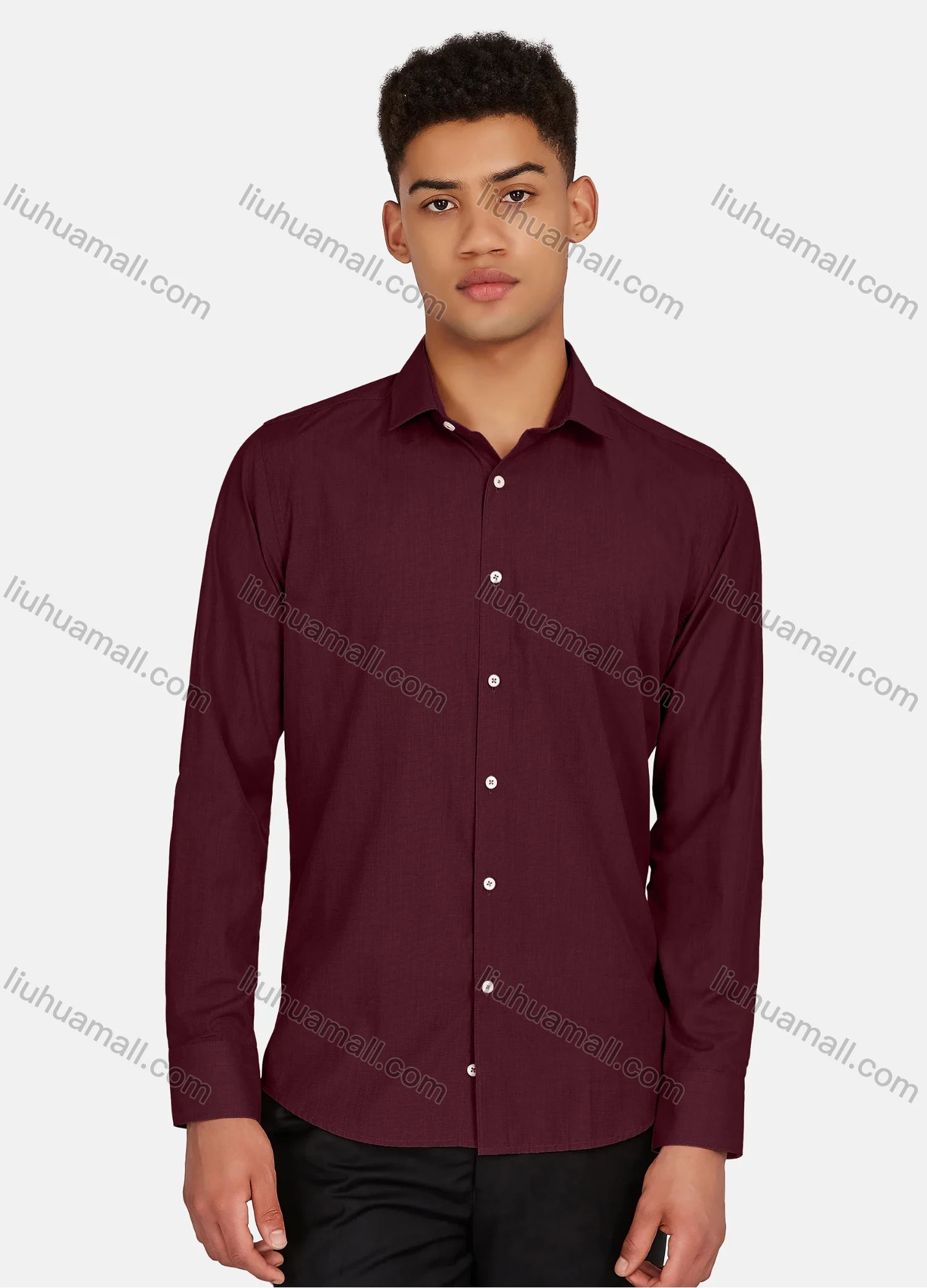 Wholesale Men's Casual Plain Collared Button Down Long Sleeve Shirts 2020-187# - Liuhuamall