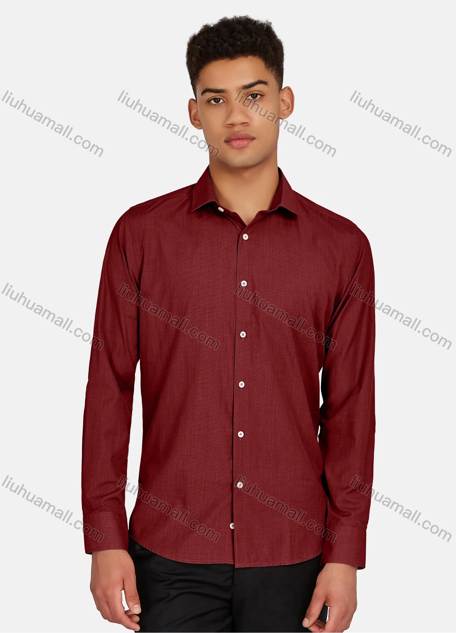 Wholesale Men's Casual Plain Collared Button Down Long Sleeve Shirts 2020-187# - Liuhuamall