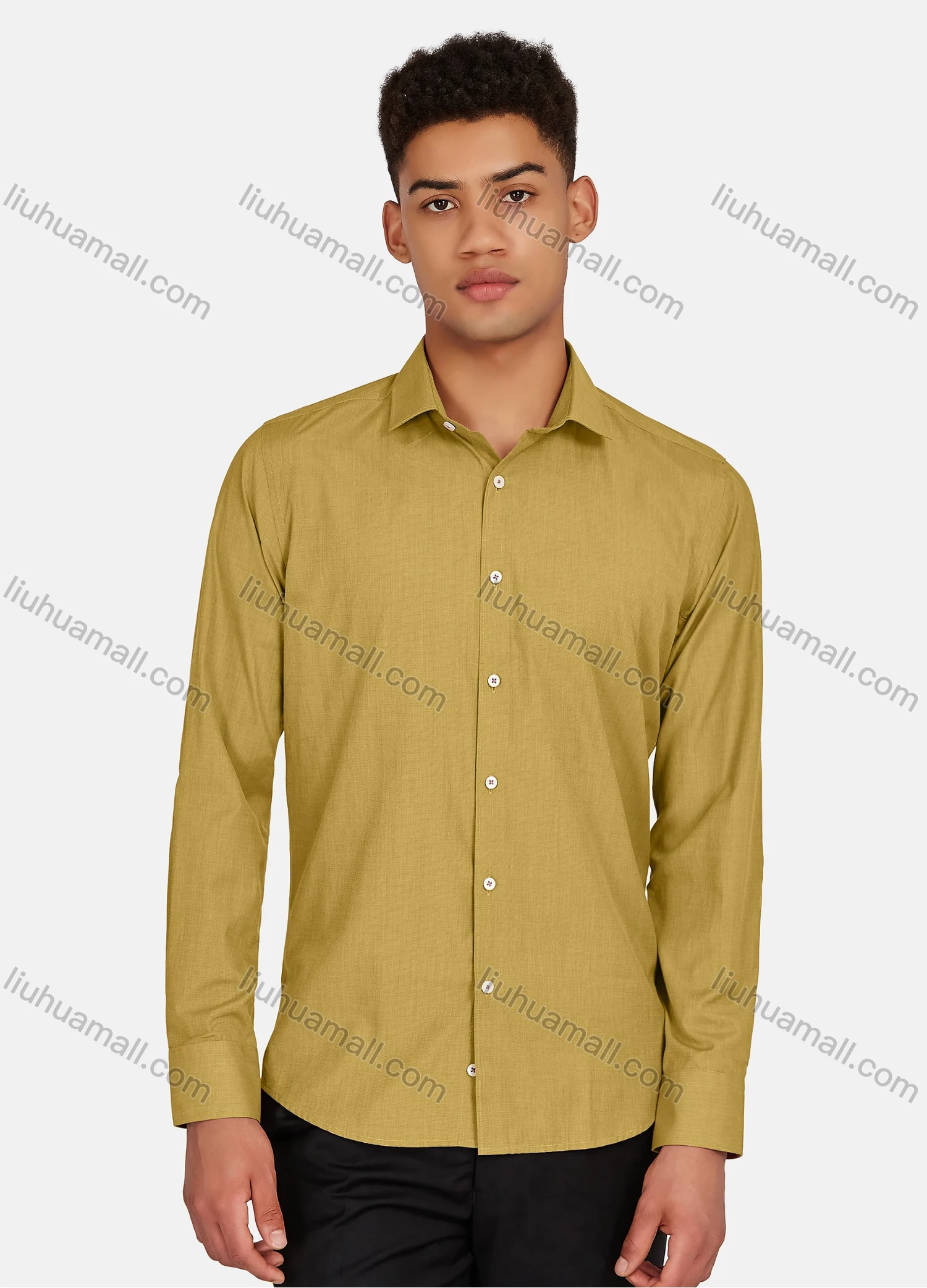 Wholesale Men's Casual Plain Collared Button Down Long Sleeve Shirts 2020-187# - Liuhuamall