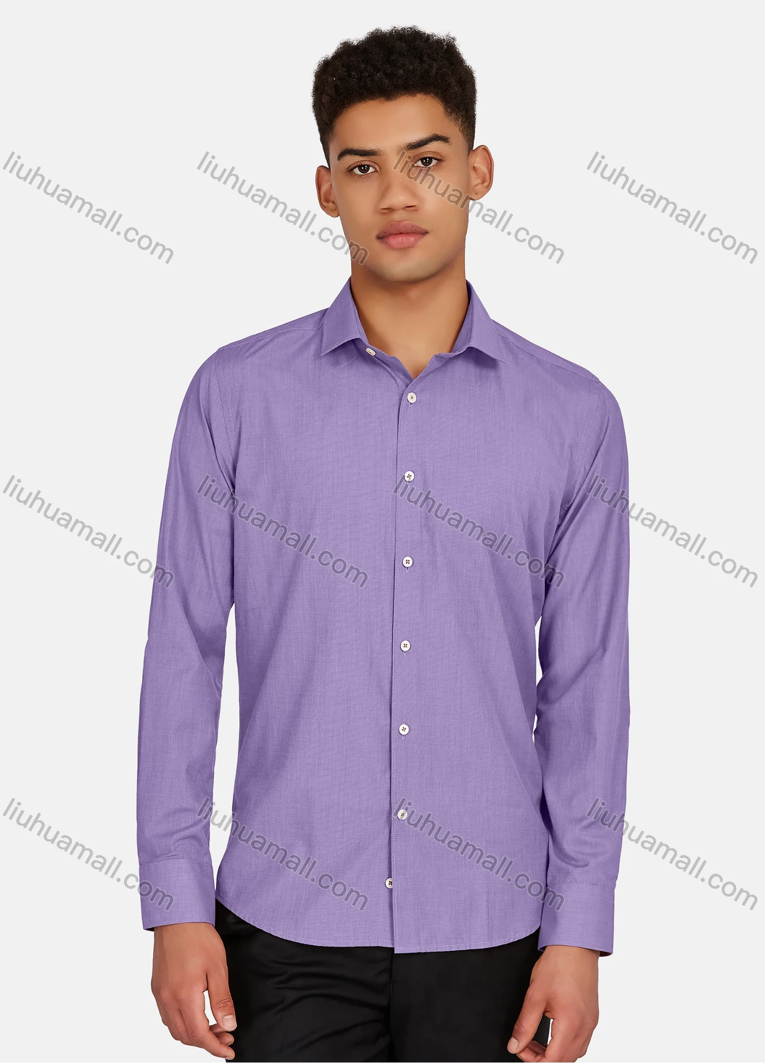 Wholesale Men's Casual Plain Collared Button Down Long Sleeve Shirts 2020-187# - Liuhuamall