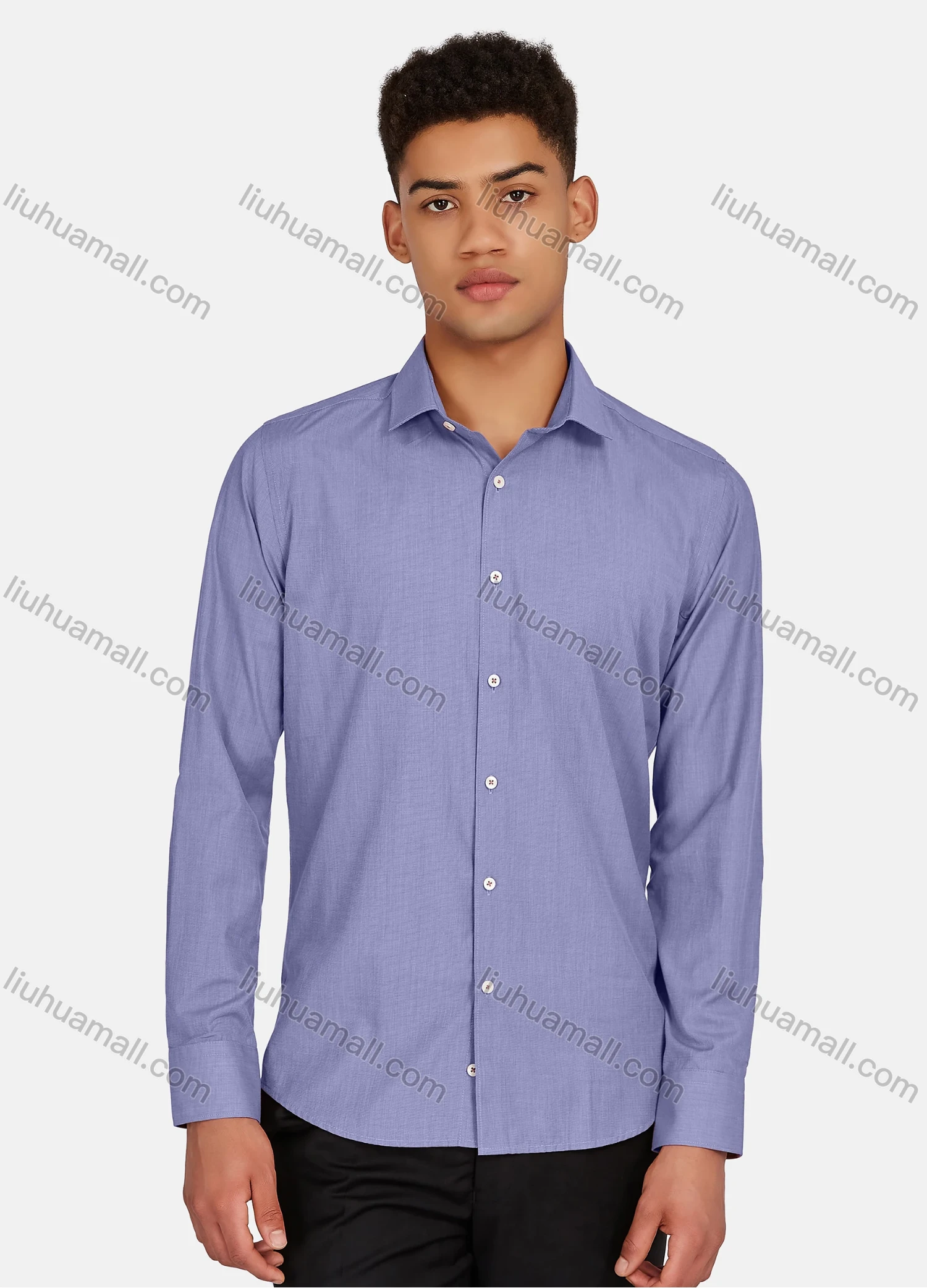 Wholesale Men's Casual Plain Collared Button Down Long Sleeve Shirts 2020-187# - Liuhuamall